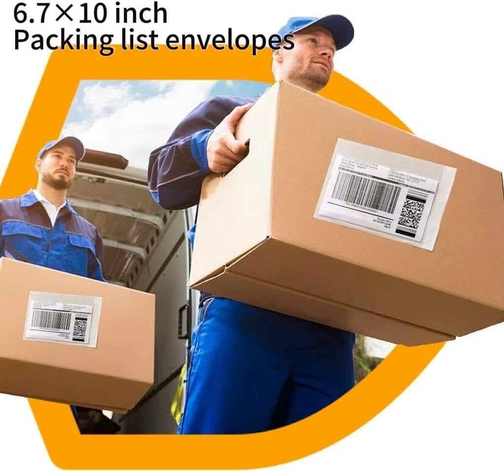 200PCS 6.7" x 10" Clear Packing List Envelopes, Self-Adhesive Packing Slip Pouches, Waterproof Shipping Pouch Enclosed Bags for Packing Mailing Labels/Invoice/Sleeves