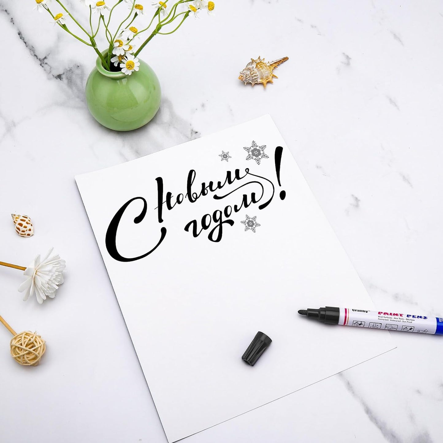 Black Paint Markers, 2 Pack Oil-Based Waterproof Quick Dry Permanent Paint Pen Set for Rocks Painting, Wood, Fabric, Plastic, Canvas, Glass, Mugs, Metal, Tire, Stone, DIY Craft