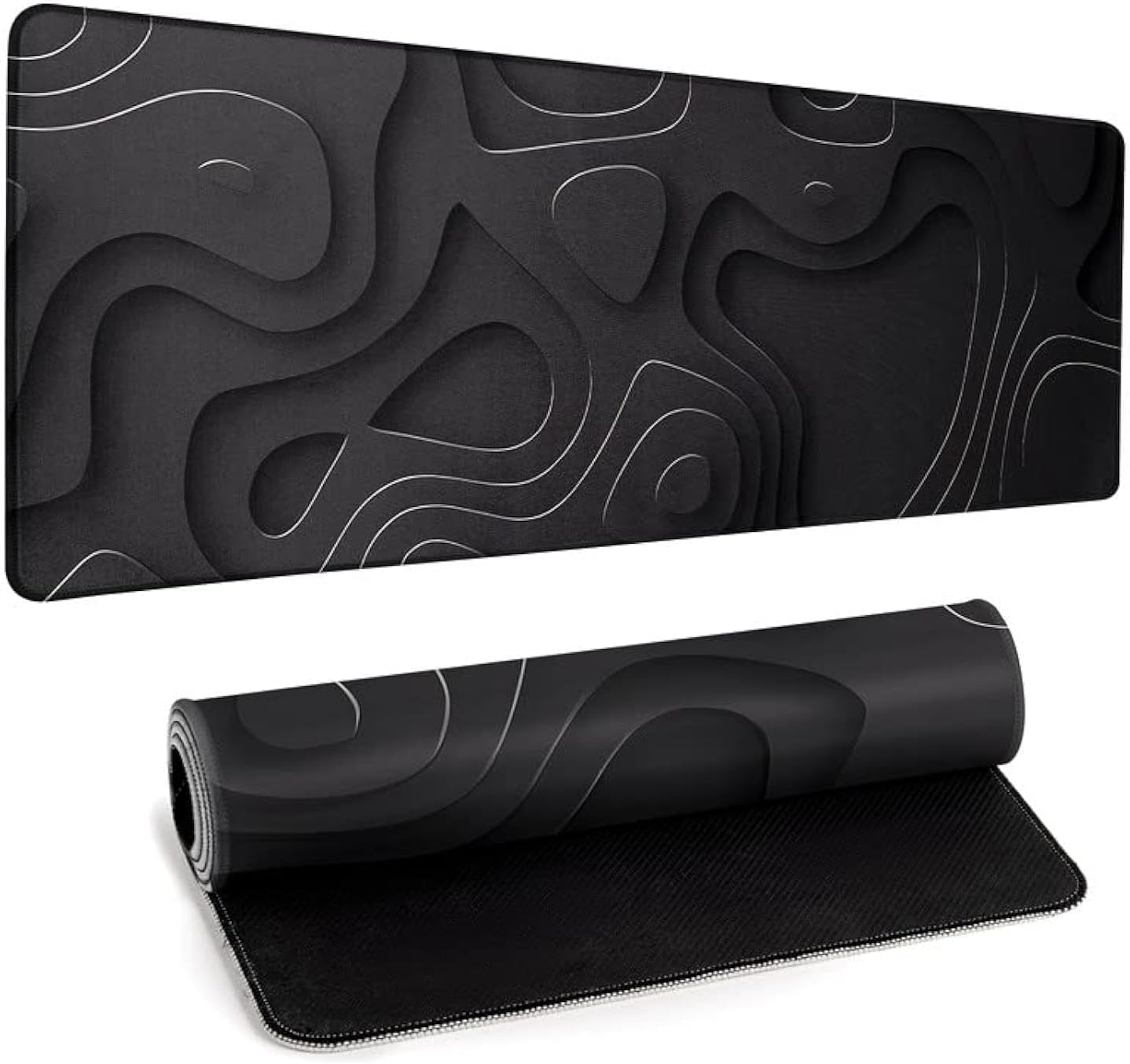 Large Anime Gaming Mouse Pad Black Solid Geometry Desk Pad Computer Keyboard Mat Non-Slip Rubber Base Office Decor Waterproof Mouse Mat