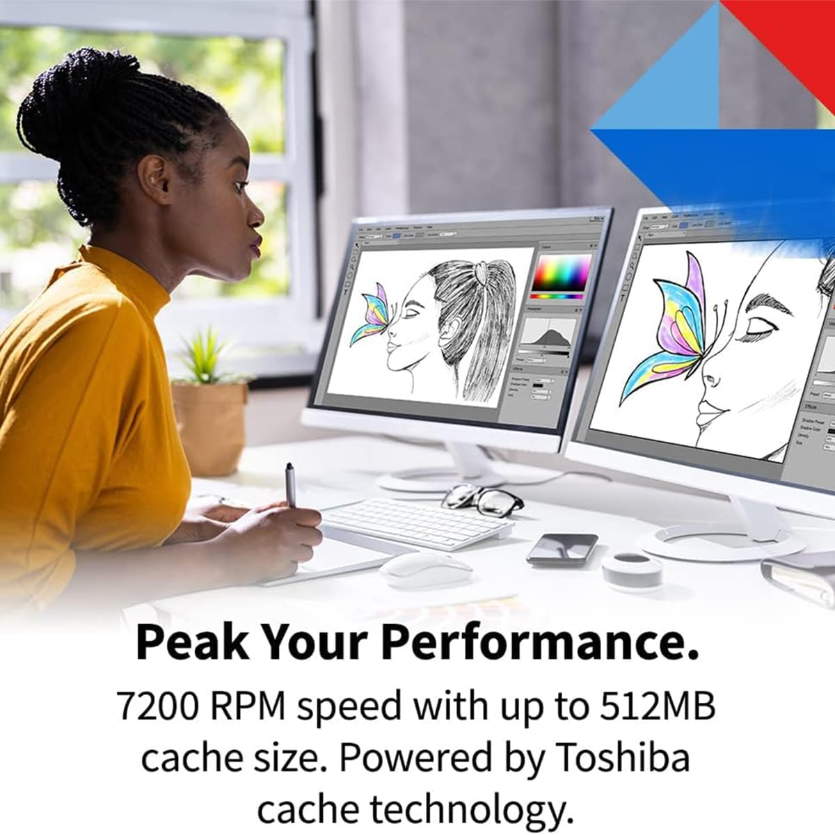Toshiba X300 PRO 16TB High Workload Performance for Creative Professionals 3.5-Inch Internal Hard Drive – Up to 300 TB/Year Workload Rate CMR SATA 6 GB/s 7200 RPM 512 MB Cache - HDWR51GXZSTB