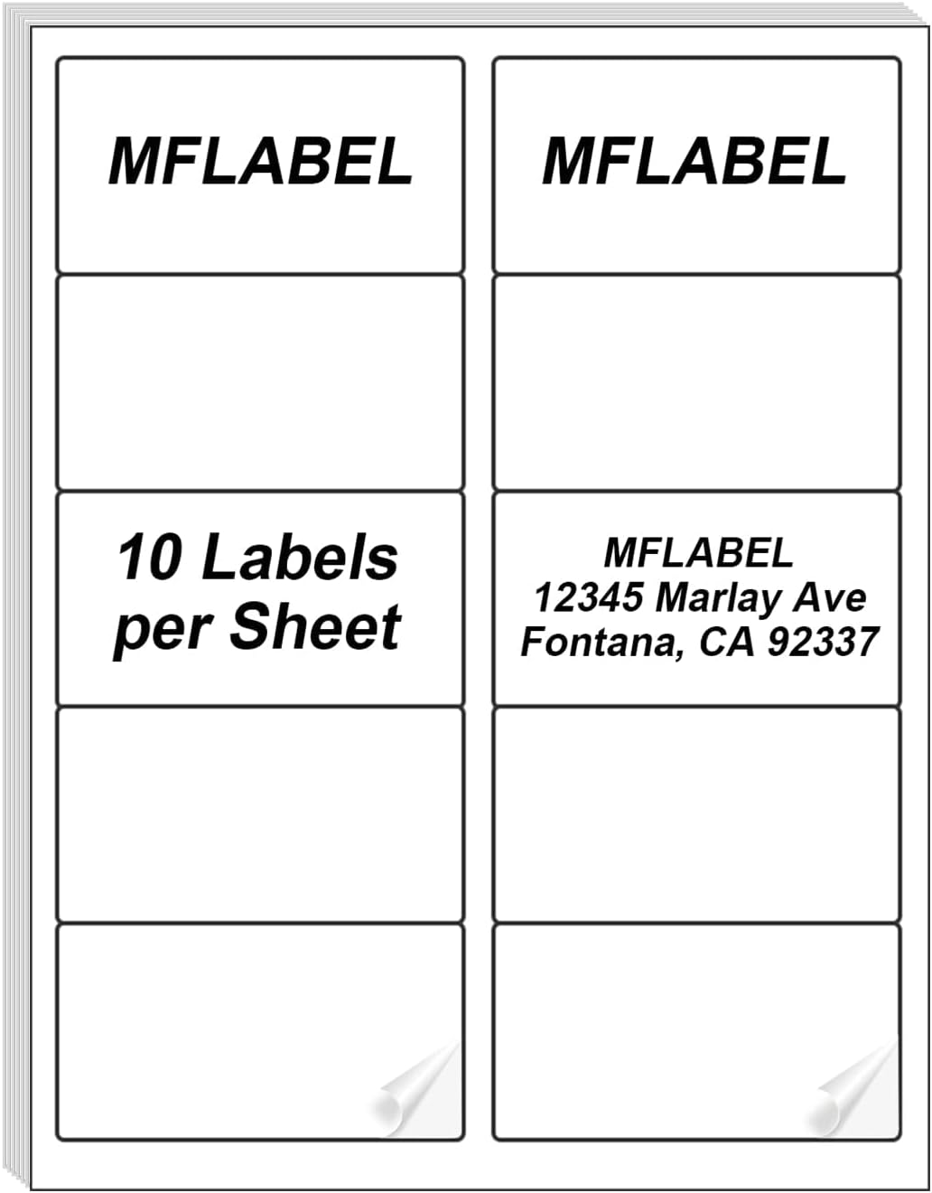 MFLABEL 2x4 Shipping Address Labels, 10-UP, 20000 Count, 2000 Sheets for Printer, Internet Mailing, FBA Stickers 2" x 4" for Laser/Inkjet Printer