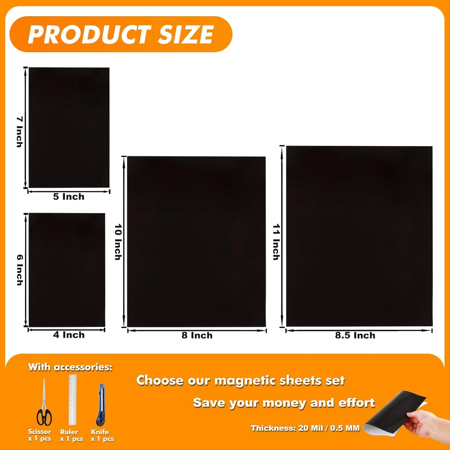 Adhesive Magnetic Sheets 8.5 x 11 Inch, 50 Packs Magnetic Sheets with Adhesive Backing - 0.5mm Thickness Flexible Magnet Sheets for Dies Storage, Craft Projects, Photos, School, Office