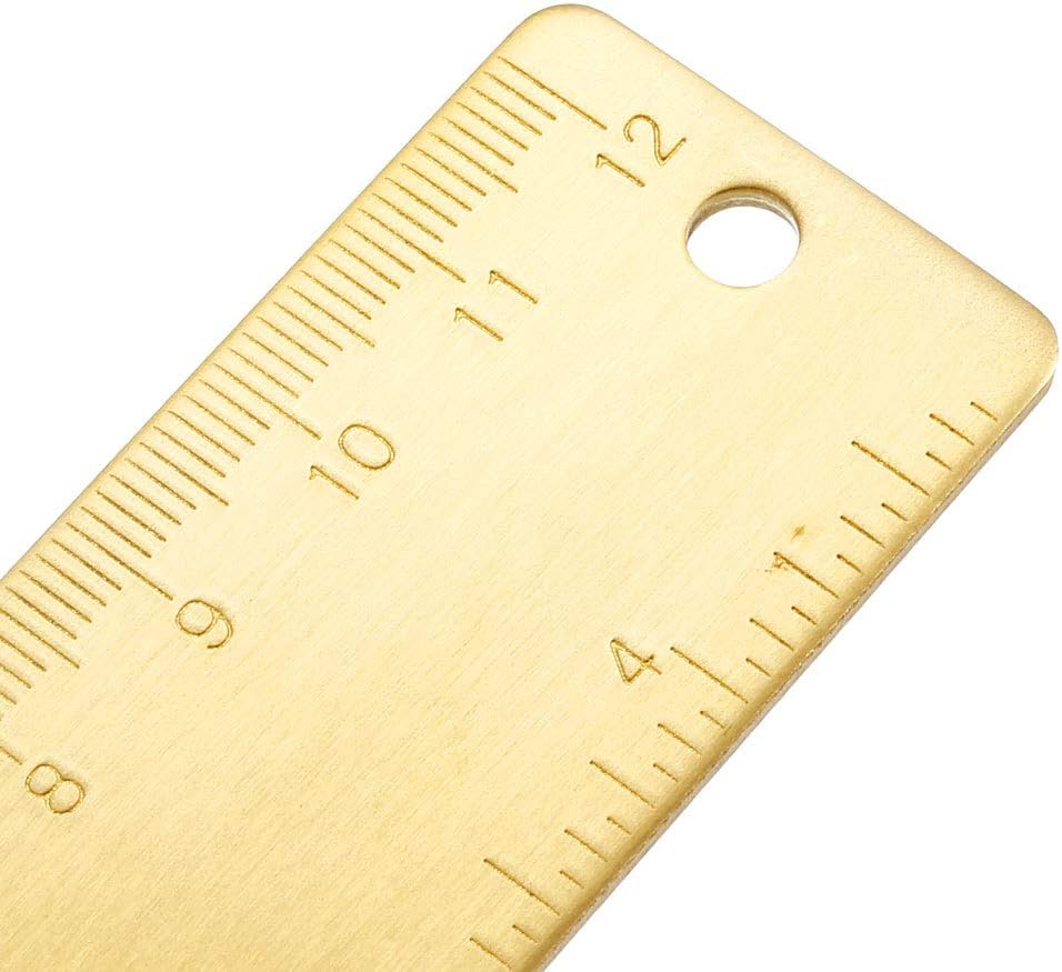 uxcell Straight Brass Ruler 120mm 4 Inches Metric Measurement Tool Drawing Measuring Ruler 1mm Thickness