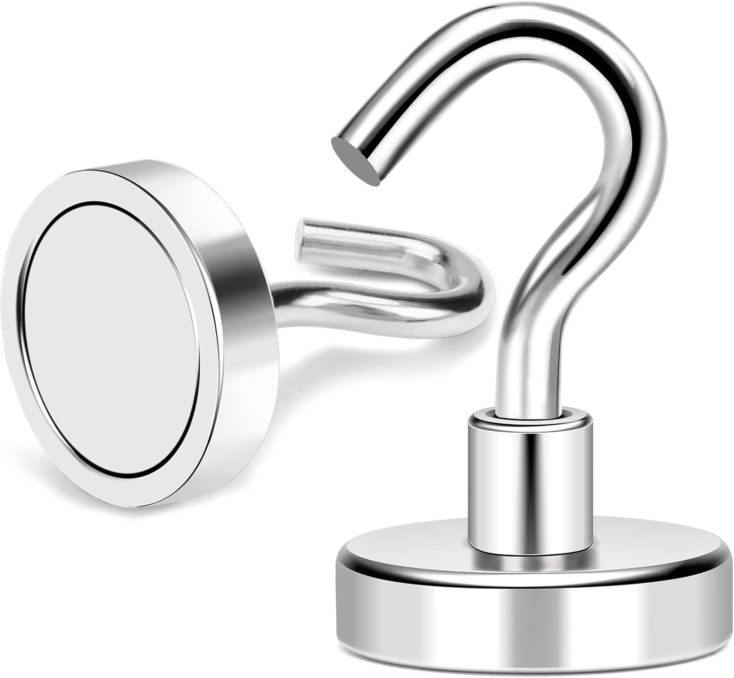 MIKEDE 8 Pack Heavy Duty Earth Magnets with Hook, 40LB+ Strong Magnetic Hooks for Hanging, Cruise Ship, Kitchen, Industrial, 100% Steel, Neodymium Magnet