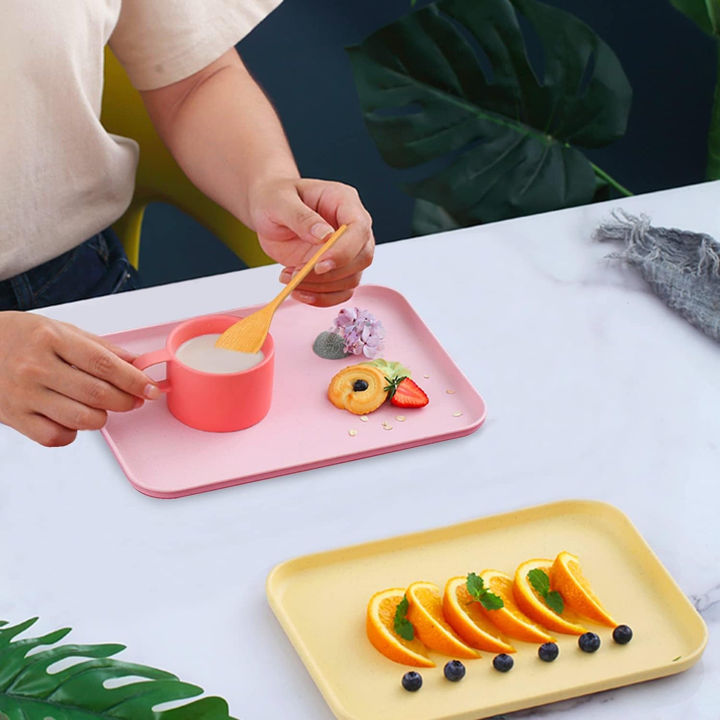 Plastic Art Trays,8 Pack Stackable Activity Tray Crafts Organizer Tray Serving Tray Jewelry Tray for DIY Projects, Painting, Beads, Organizing Supply,8 Color (9.8 Inches x 6.7 Inches)