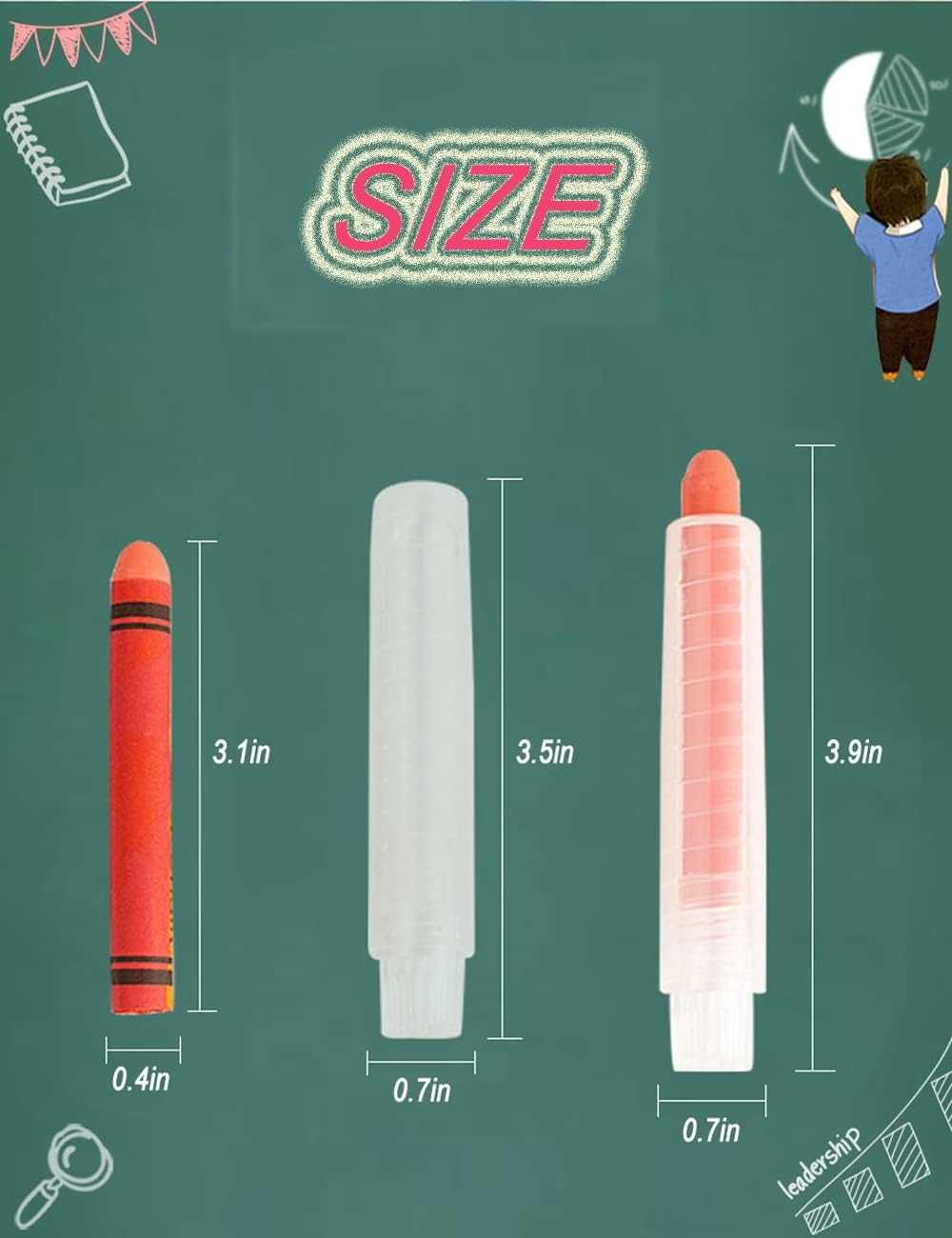 Non-toxic Dustless Chalk With Holder for Kids Colored Chalk Whiteboard Art Tool for Blackboard Kids Children Drawing Writing,12PCS