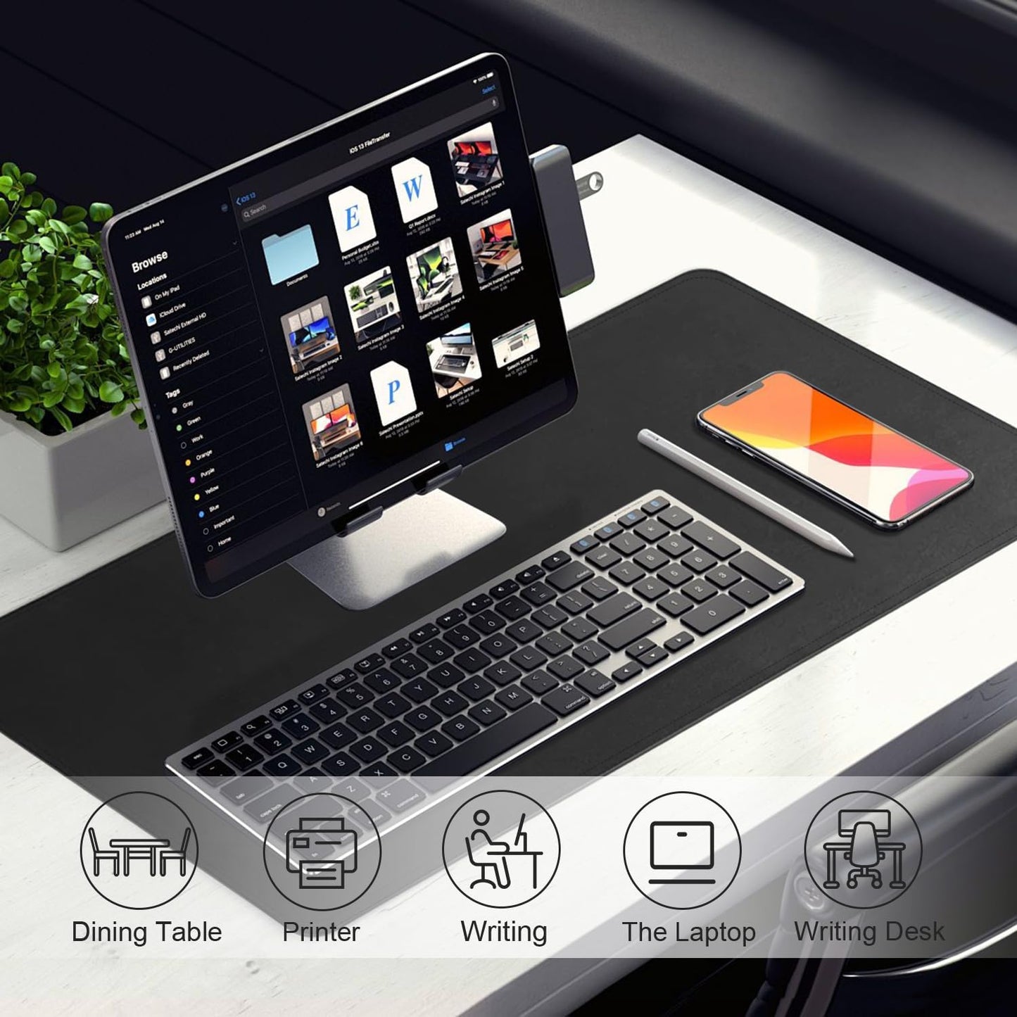 Large Leather Desk Pad 47.2" x 17", Non-Slip PU Mat Protector, Waterproof Blotter, Large Mouse Keyboard Mat, Office & Home Cover (Black)