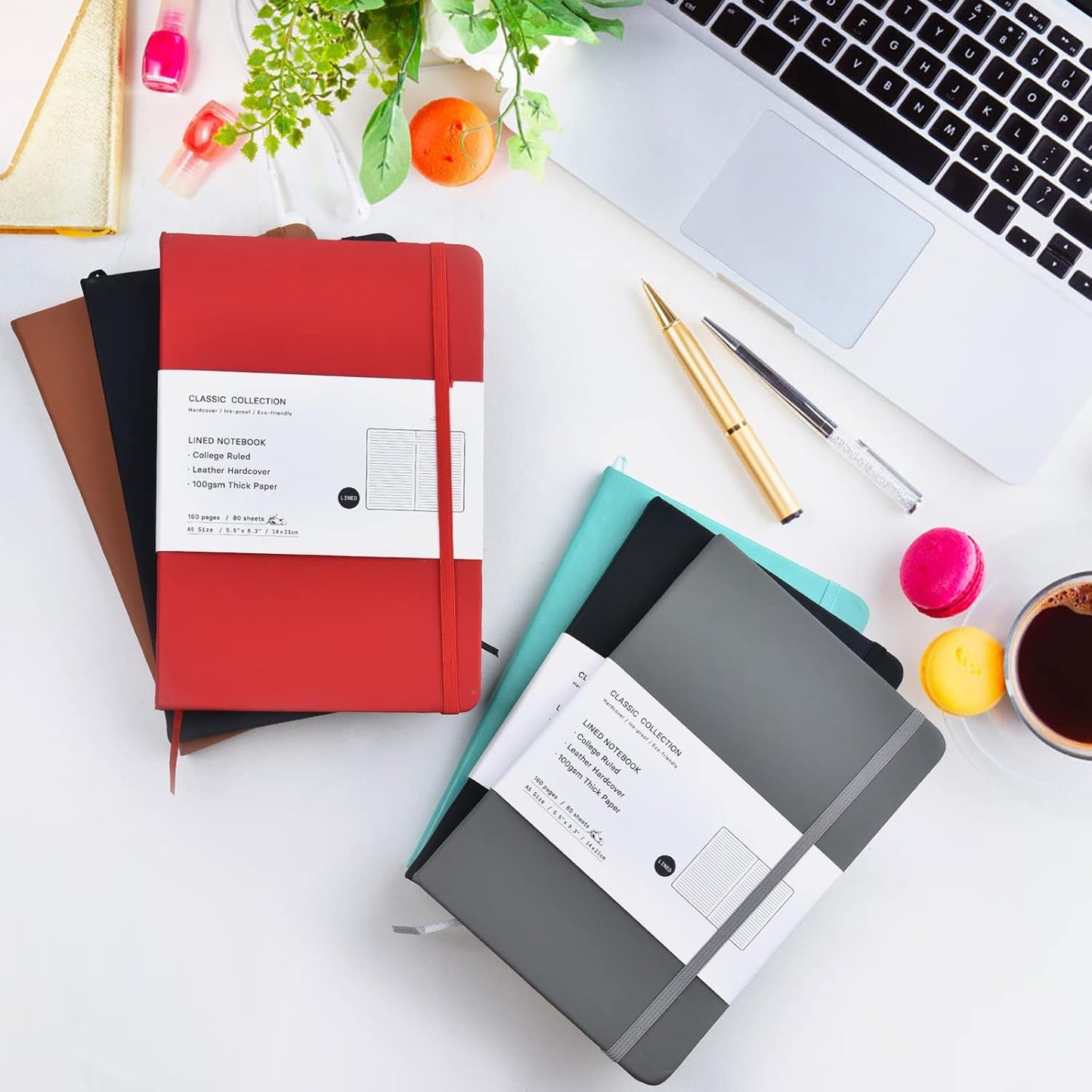 Coopay 24 Pack A5 Journal Notebooks Bulk, 160 Pages, 100GSM Thick Paper, 8.3 x 5.5 inch Hardcover Lined Leather Journals for Writing Office School Business,Bulk Notebook for Work Men Women(6 Colors)