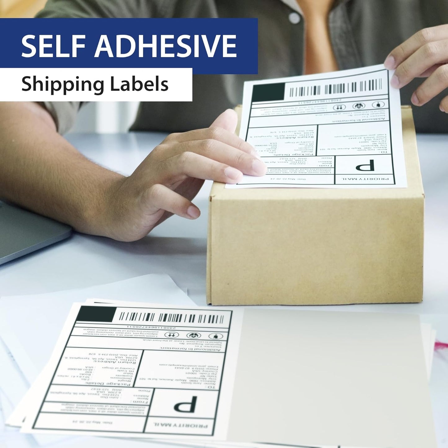 500 Sheet (1000 Labels) | 8.5" x 11" 2 UP Half Sheet Self Adhesive Shipping Labels for Laser & Inkjet Printers | Ecommerce, Address, Mailing, Labeling, Packaging