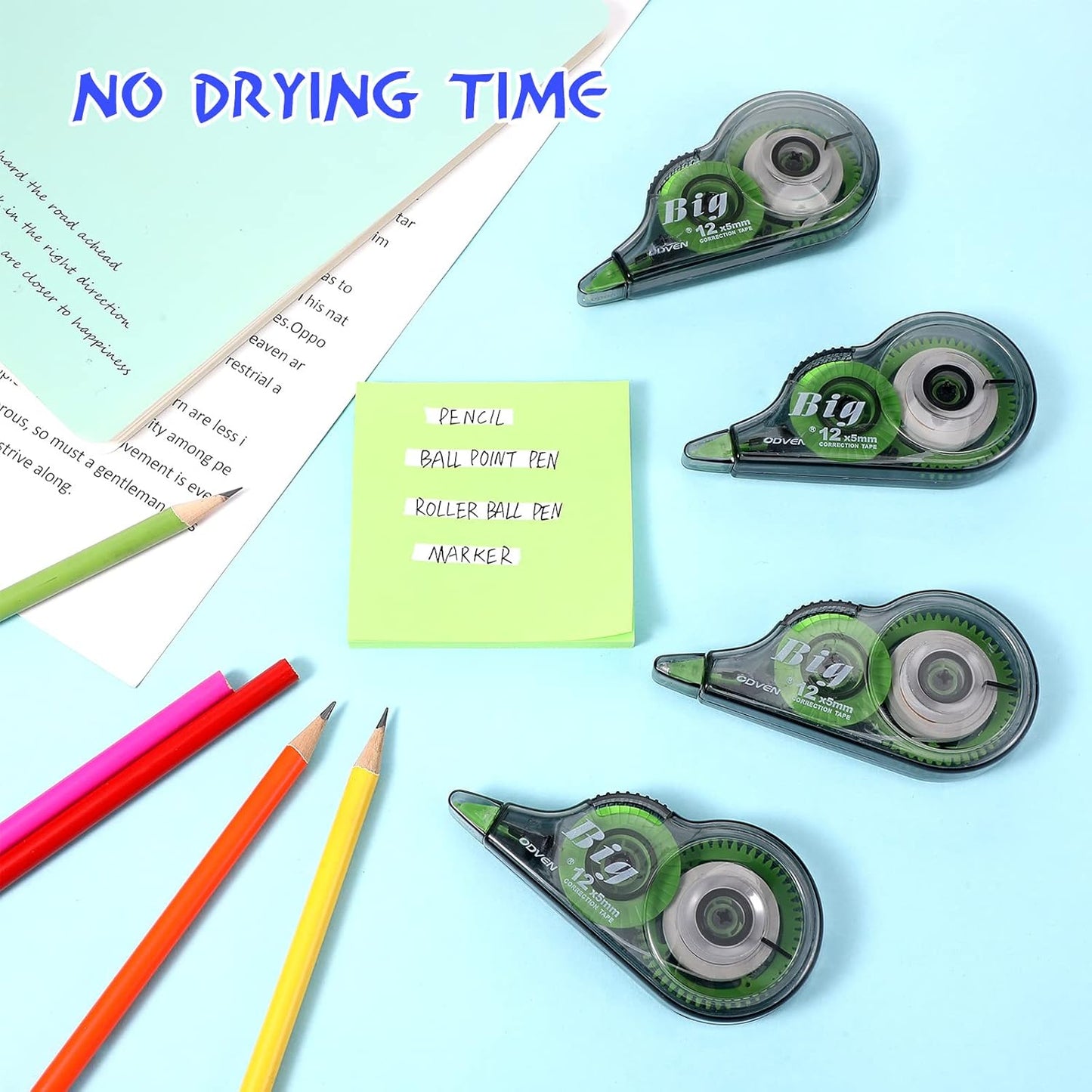 Yexiya 36 Pieces Correction Tapes Original Correction Wide Eraser Applicator Easy to Use Applicator Translucent Tapes Shows for Office Note Journal Scrapbooking, 0.2 Inch x 39.4 Feet