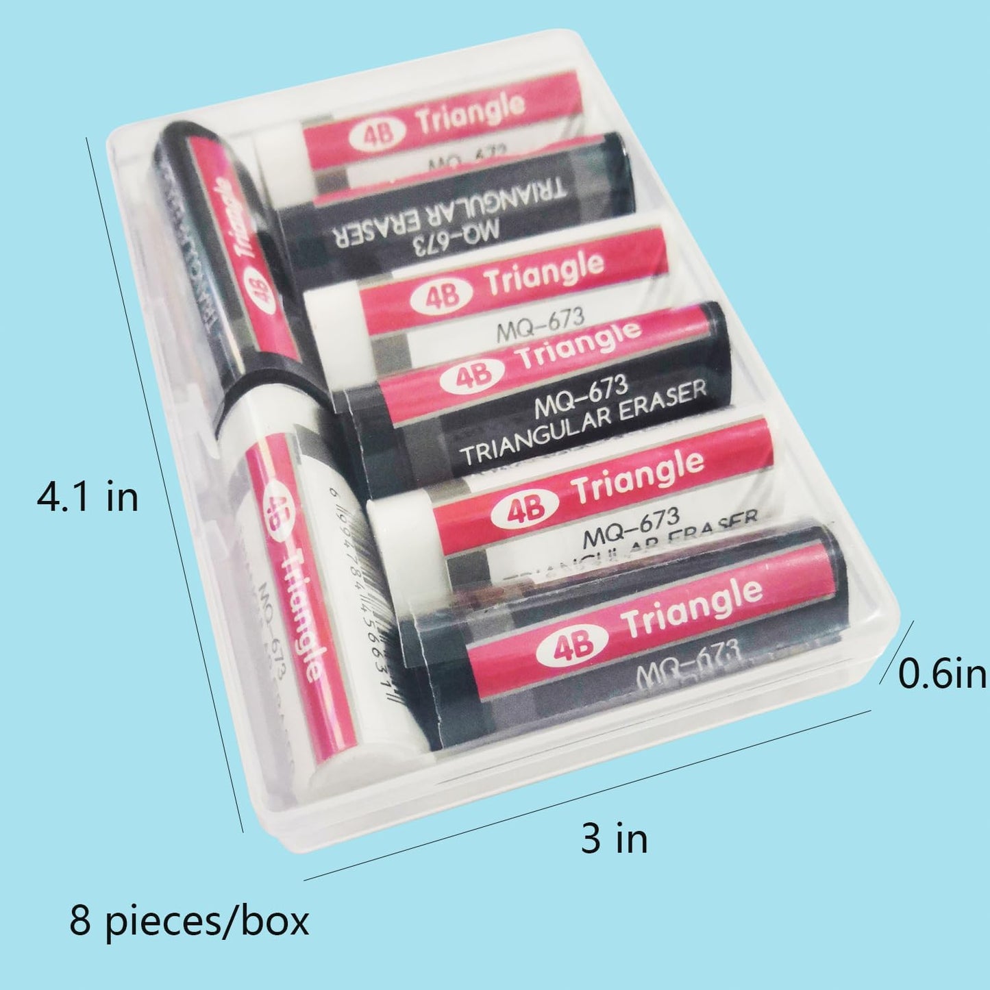 Black White Erasers 8 Pack Pencil Erasers Triangle Erasers for Kids Bulk for Students School Supplies Office Prize Gifts (Black and White Triangle)
