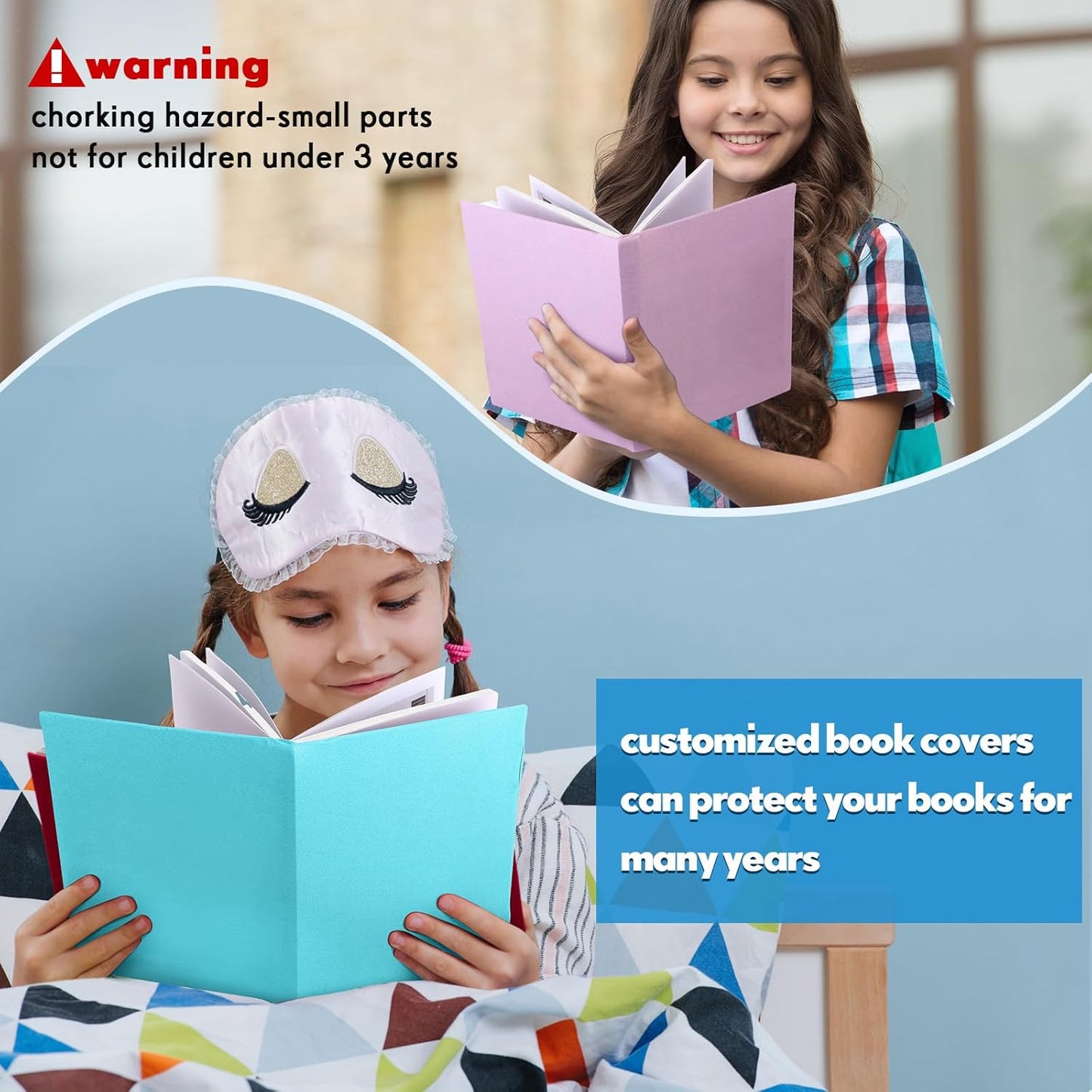 PerKoop 12 Pcs Jumbo Book Covers Stretchable Fabric School Book Protector Reusable Washable Cover Protector for Most Hardcover Textbooks(Vivid Colors,6 x 9 Inch)