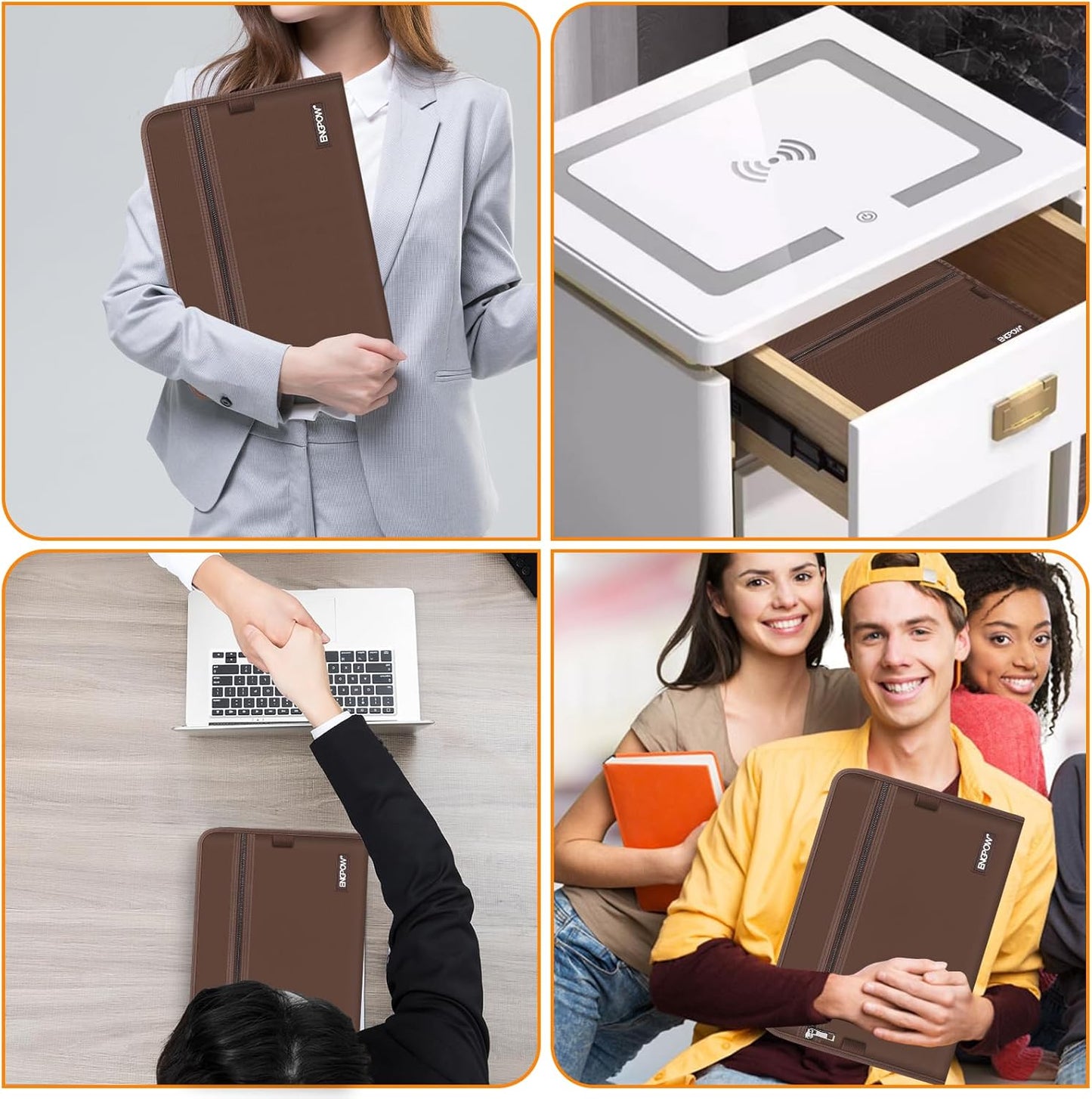 ENGPOW Accordion File Organizer,Fireproof 13 Pockets Expanding File Folder,Document Organizer Folder with Zipper&Labels,Portable Home Travel Safe Storage for Letter A4 Files and More,Brown