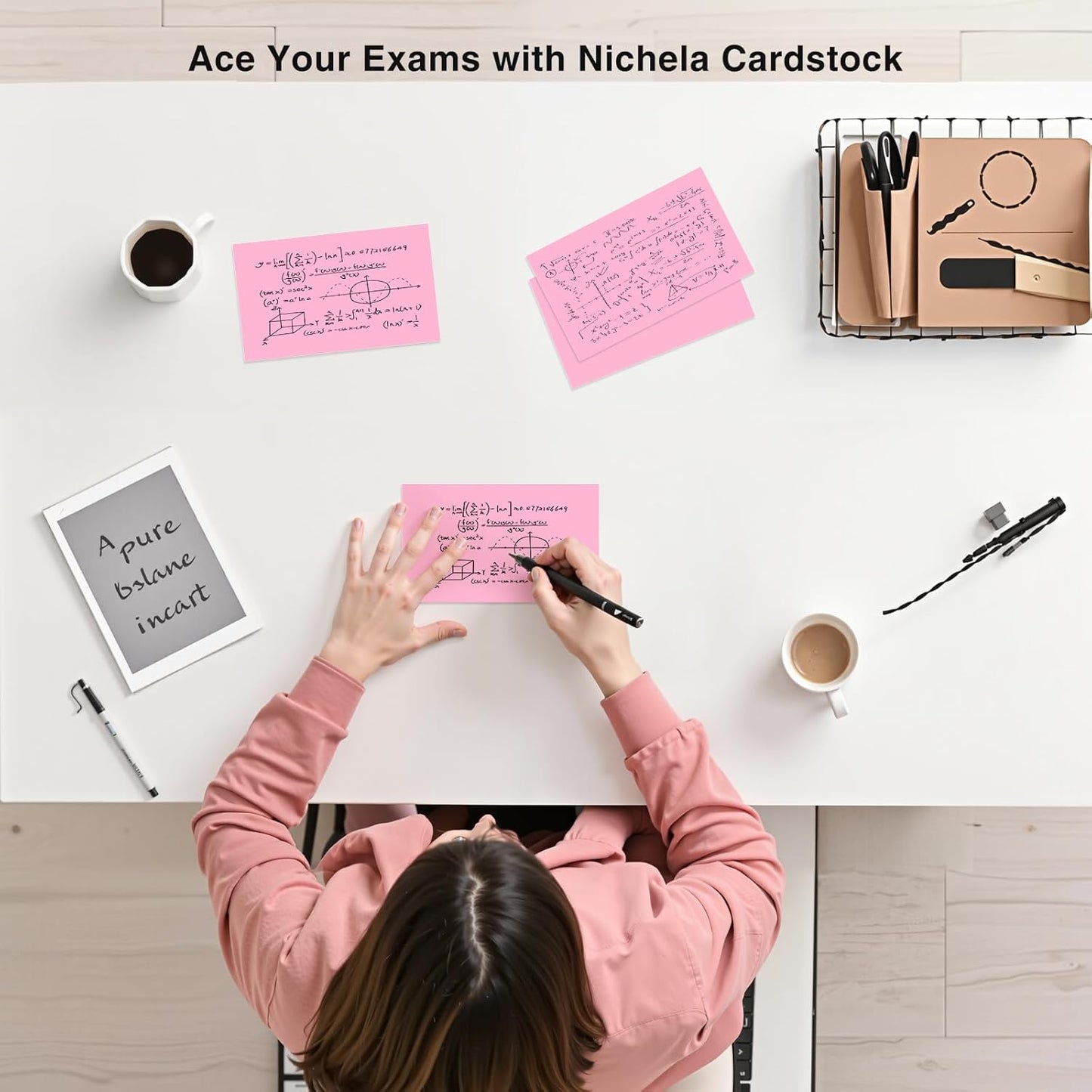 300 Count Blank Index Cards 3x5 Inch Pink Flash Cards Colored Cardstock, Unruled Note Cards Study Card Portable Learning Flashcards Ideal for Note Taking, Art Sketching, Office & School Supplies