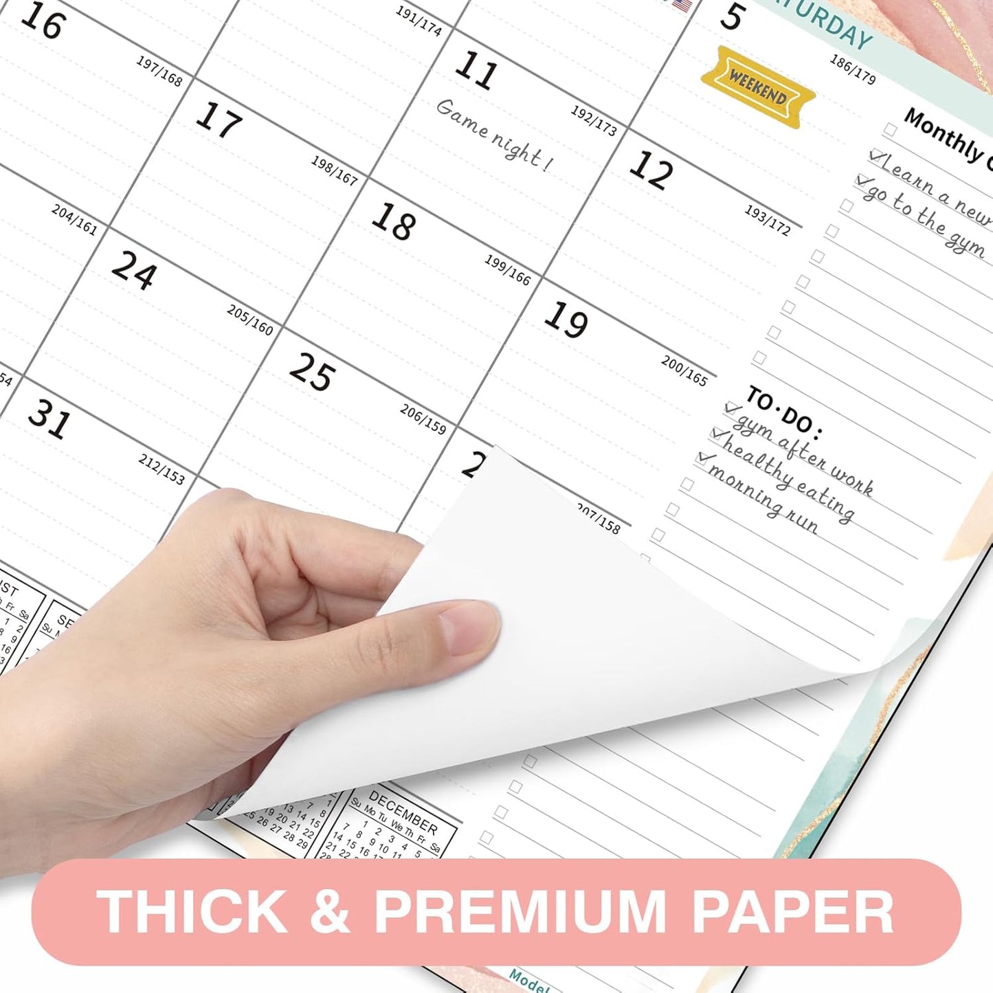 Ospelelf 2025-2026 Calendar Magnetic Desk Wall Desktop Monthly Planner from July 2025 to December 2026 Large To Do Pad with Plastic Cover for Office 17" X 12" Multicolor