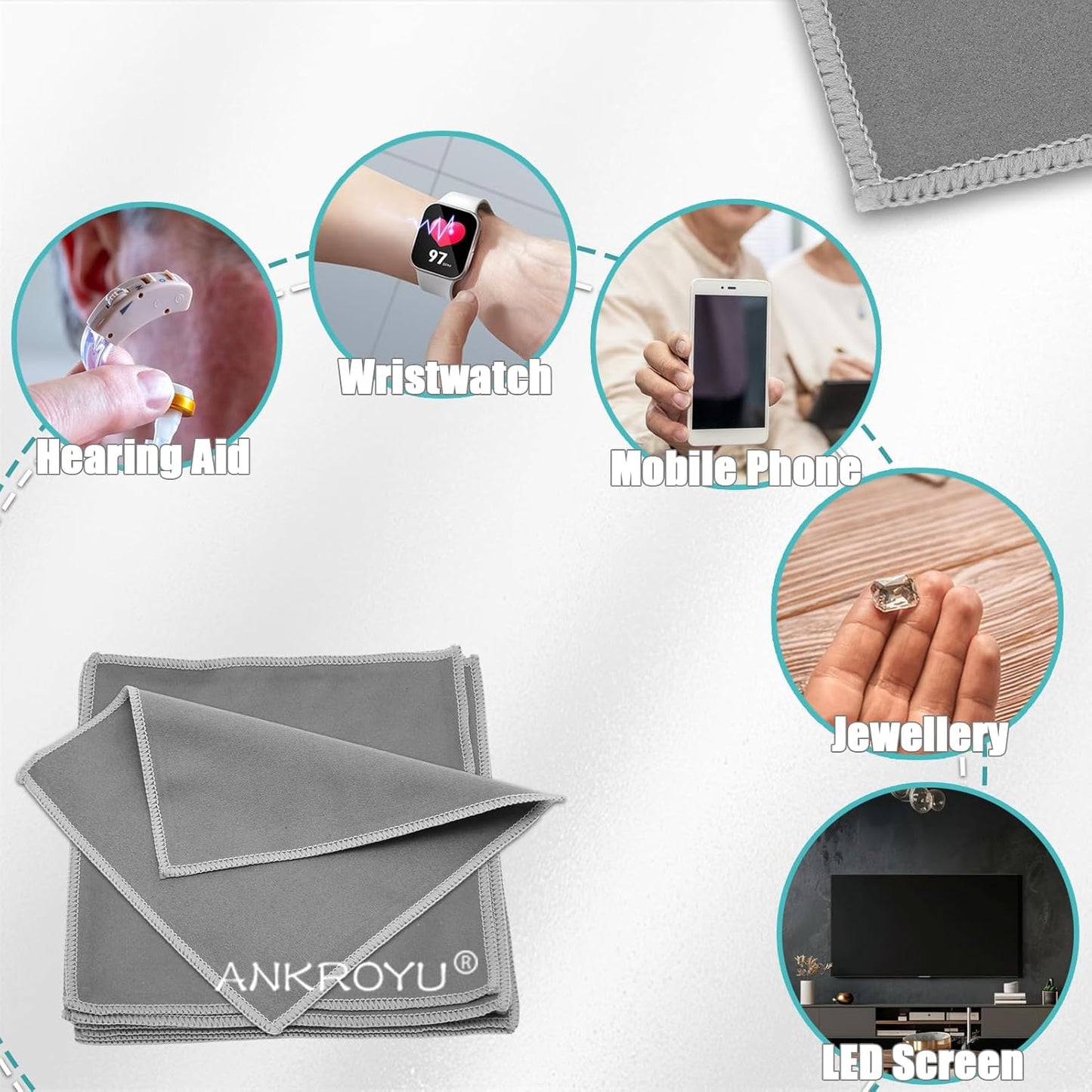 10 Cleaning Cloth, Hearing Aid Cleaning Wipes, Microfiber Dust Remover, Reusable Glasses Cleaning Wipes, Clean Dry Wipes for Glasses, Lens, Screens & More