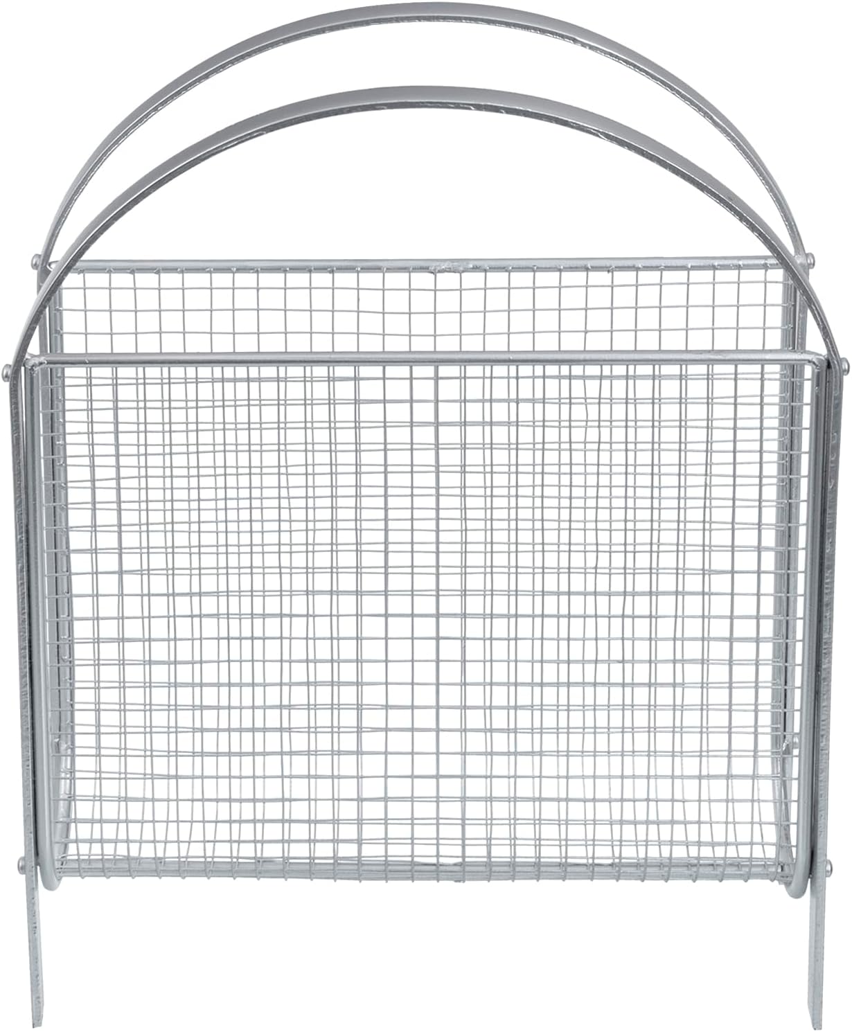 MyGift Mid-Century Design Magazine Rack, Matte Black Tone Metal Mesh Freestanding Magazine Organizer Holder Sling (Silver)