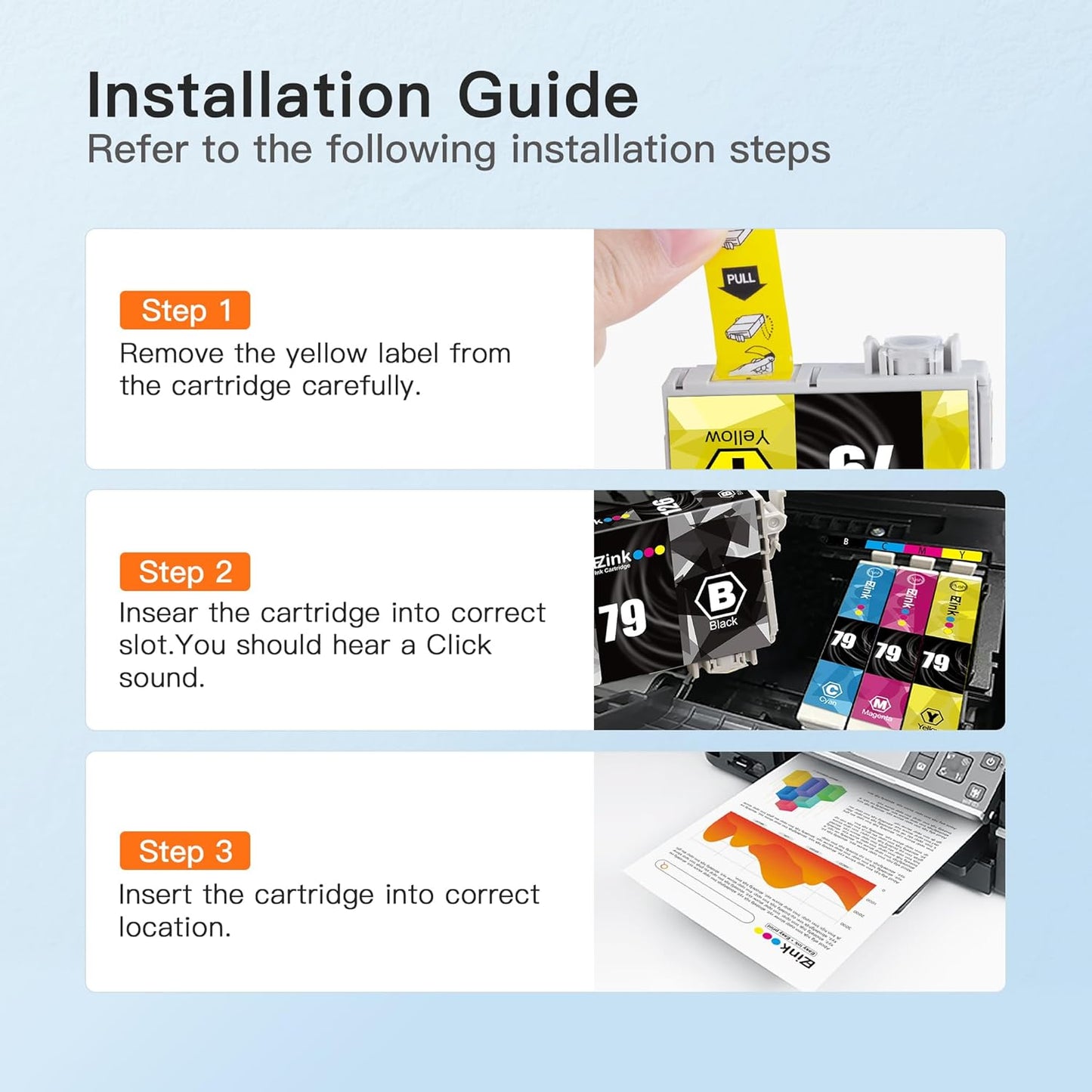 E-Z Ink Remanufactured Ink Cartridge Replacement for Epson 79 T079 (T079120, T079220, T079320, T079420, T079520, T079620) to use with Artisan 1430 and Stylus Photo 1400 Printer (7 Pack)