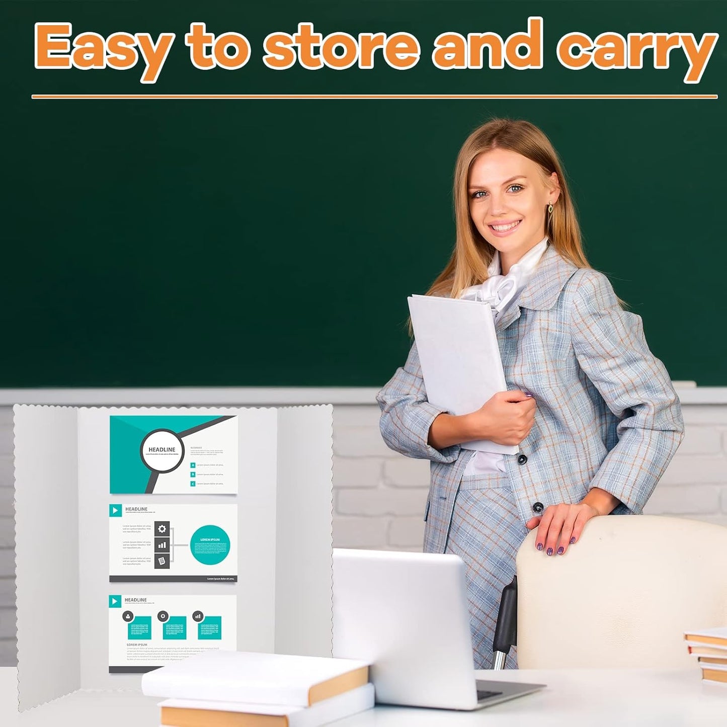 Ctosree 18 Pcs Tri Fold Poster Board Bulk, Lightweight Presentation Board, Science Fair Project Display Paperboard, Single Wall(22 x 38 Inch,White)