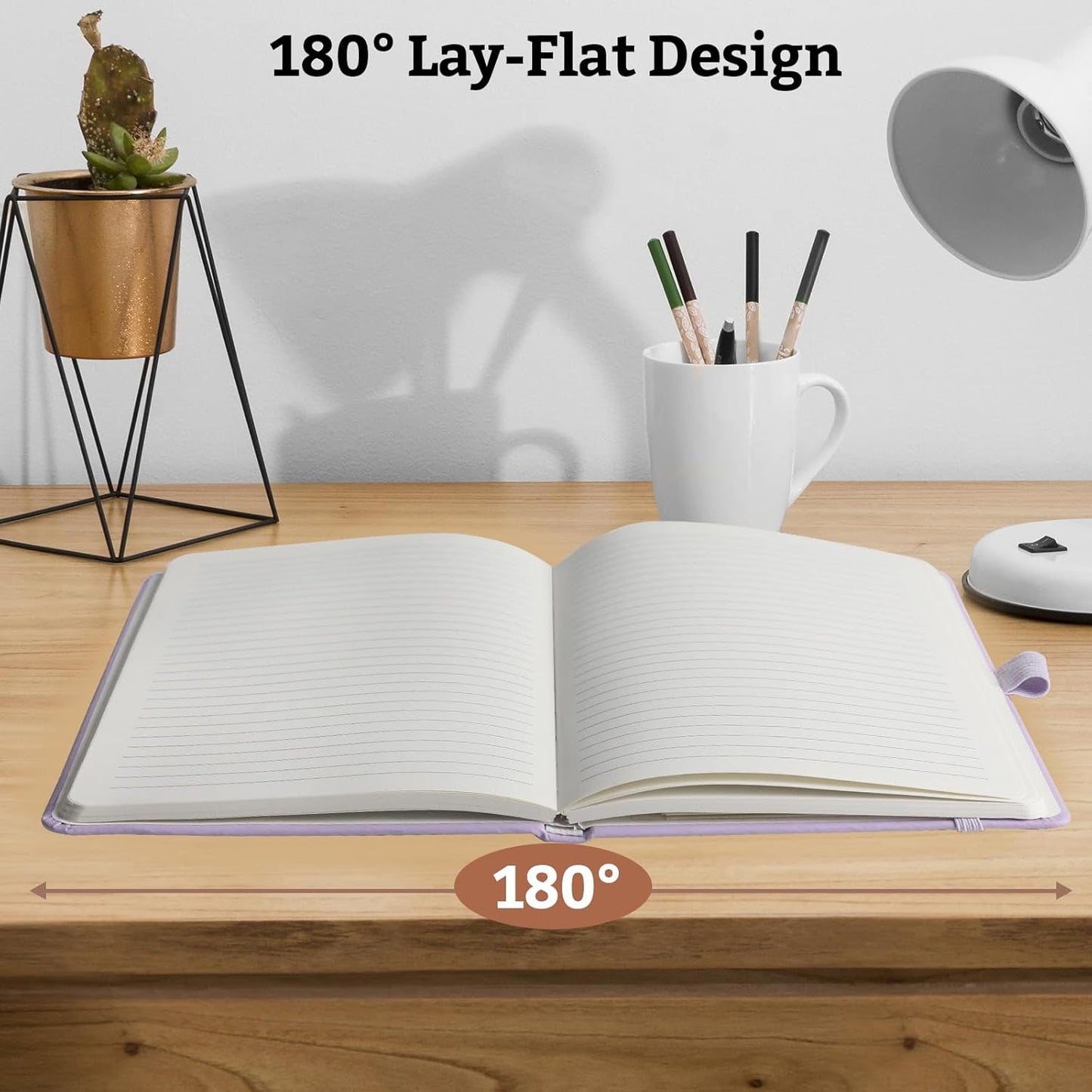 2Pack Lined Hardcover Journal Notebook, A5 192 Pages 100Gsm Thick Paper College Ruled for School,Note Taking,Work,Diary,5.7"*8.3",Lavender