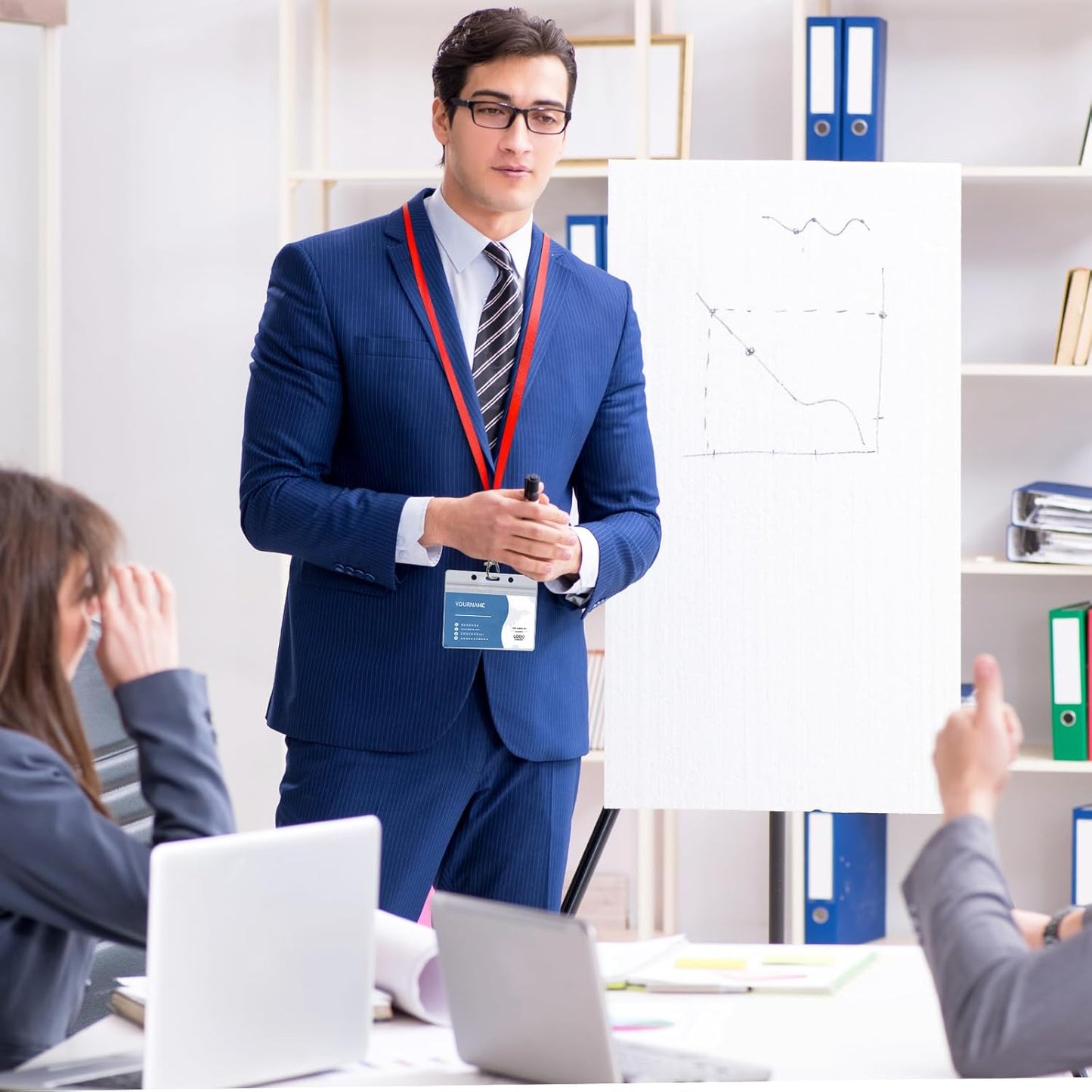 100 Pack Lanyards for ID Badges with Clear Name Tags, Reusable Lanyards Horizontal ID Card Badge Holders Plastic Name Badges for Men Women Kids Business School and Office Supplies (Red)