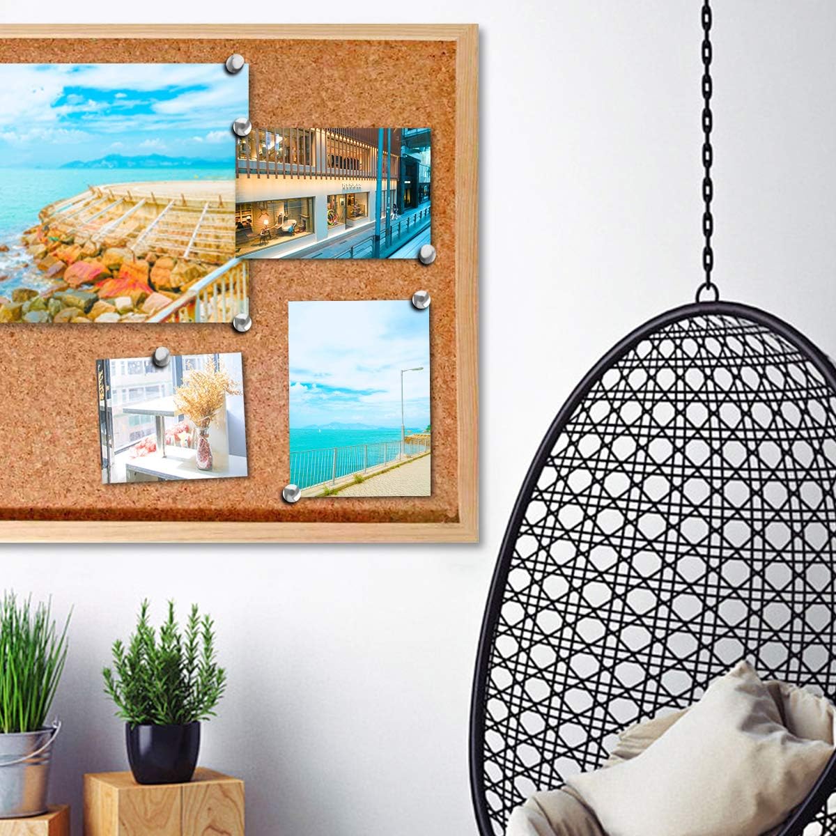 Yalis Thumb Tacks 500-count, 3/8-inch Steel Roundness Push Pins Office Tacks for Corkboard (Silver)