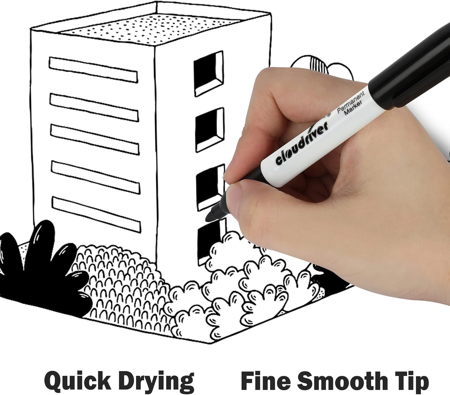 cloudriver Permanent Markers, 148 Pack Black Permanent Markers Set, Fine Point, Bulk Permant Markers Work on Wood, Plastic, Metal, Stone, Glass