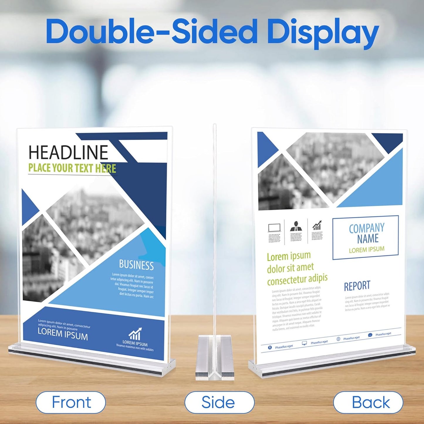 10 Pack Acrylic Sign Holder 5 x 7, Clear Double Side T Shape Acrylic Table Sign Stands for Displaying, Flyer Holder Paper Card Holder for Office Business Store Mall Restaurants