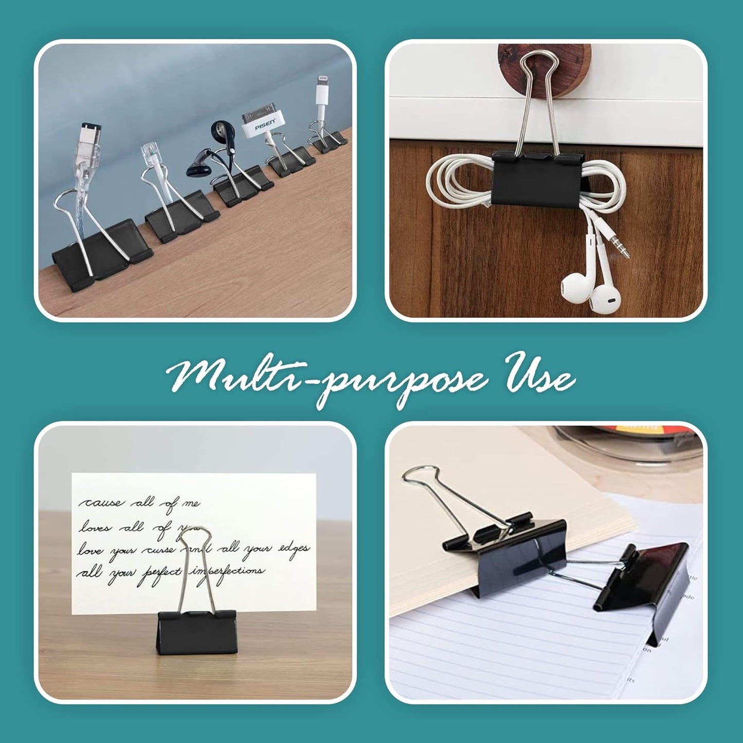 Binder Clips - 48 Pack Large Binder Clips, 2 Inch, Black Paper Clamps, File Clip for Home, Office and School Supplies