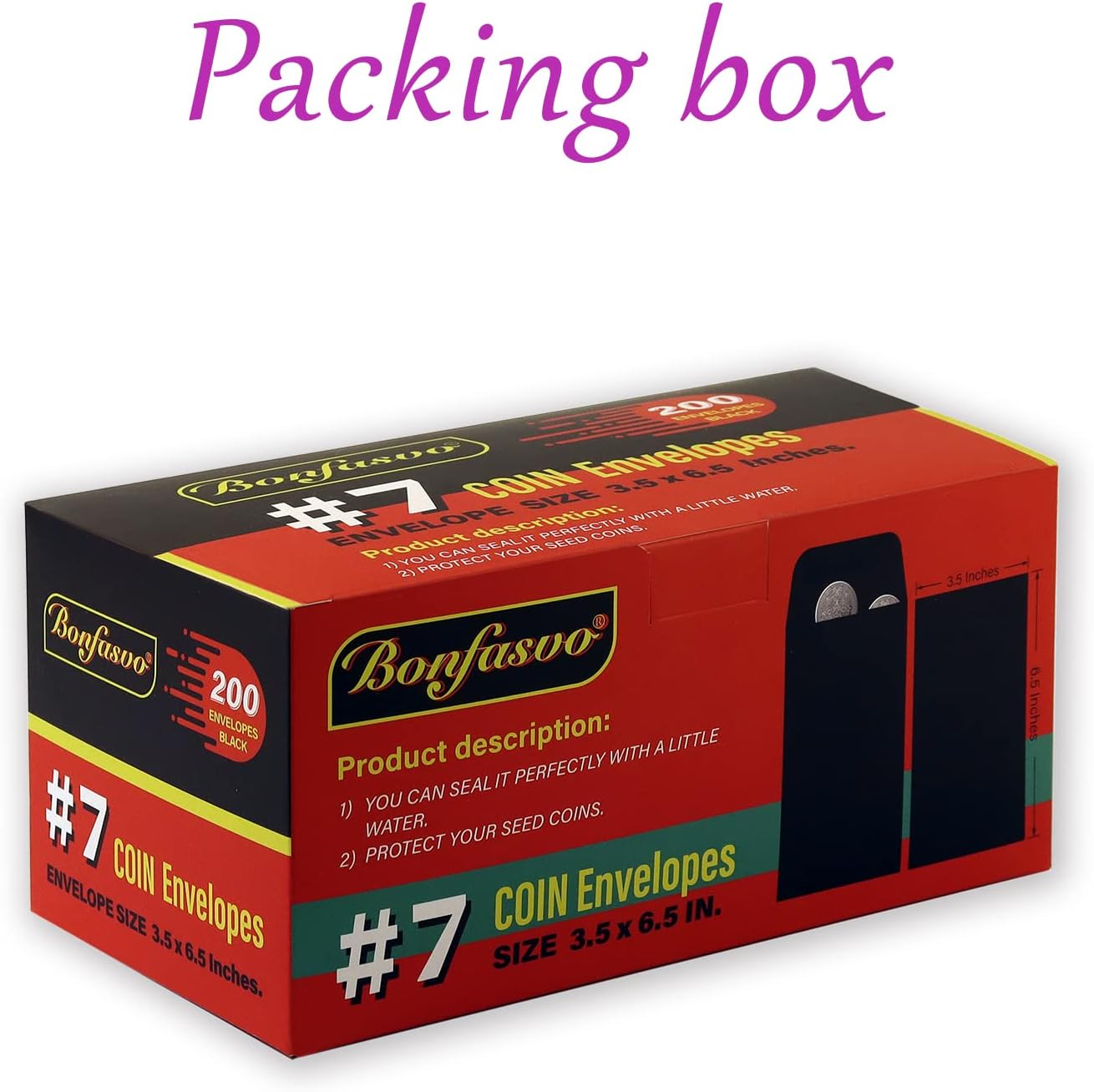 200 Pack #7 Black coin envelope 3.5 x 6.5 inches Kraft Envelopes Classic Small Parts Envelopes with Self Adhesive Gummed Flap for Coins Cash Credit Cards Seeds