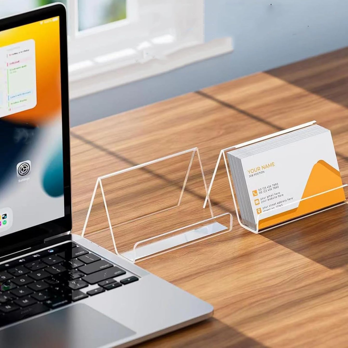10 Pack Acrylic Business Card Holder for Desk, Business Card Stand Desktop Business Card Holders for Exhibition,Office Acrylic Business Card Stand Display