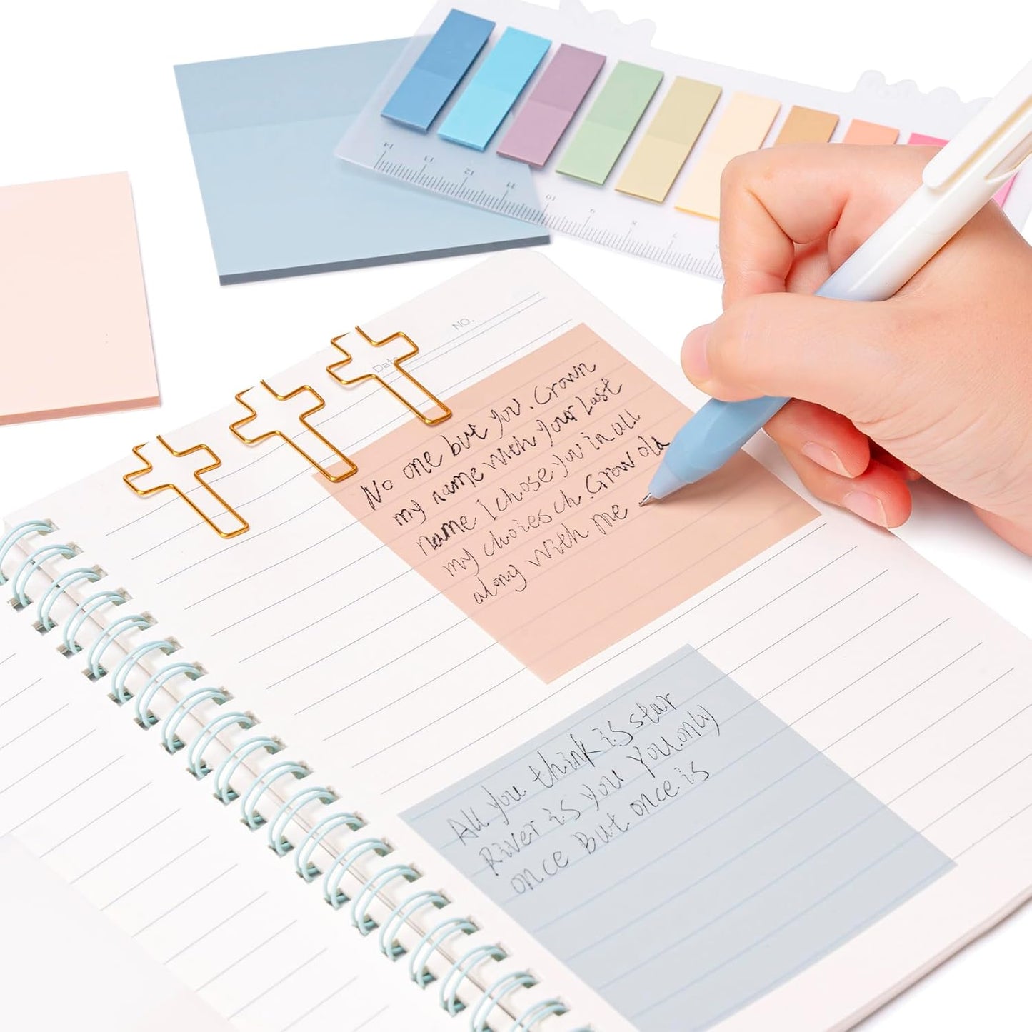 TuErCao Christian Gifts for Women - Bible Study Kit Includes Pencil Case, 12 Non Bleed Highlighters, 75 Bible Tabs, Washi Tapes, 16 Pens- Perfect Bible Journaling Supplies, Elegant Pink & Beige