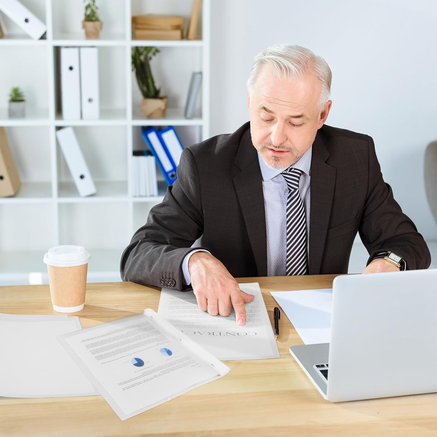 48 Pack Plastic Report Covers with 3 Prongs Presentation Folders Bulk, 100 Sheet Capacity, Clear Front Report Covers for Presentation Document Paper School Office Supplies (White)