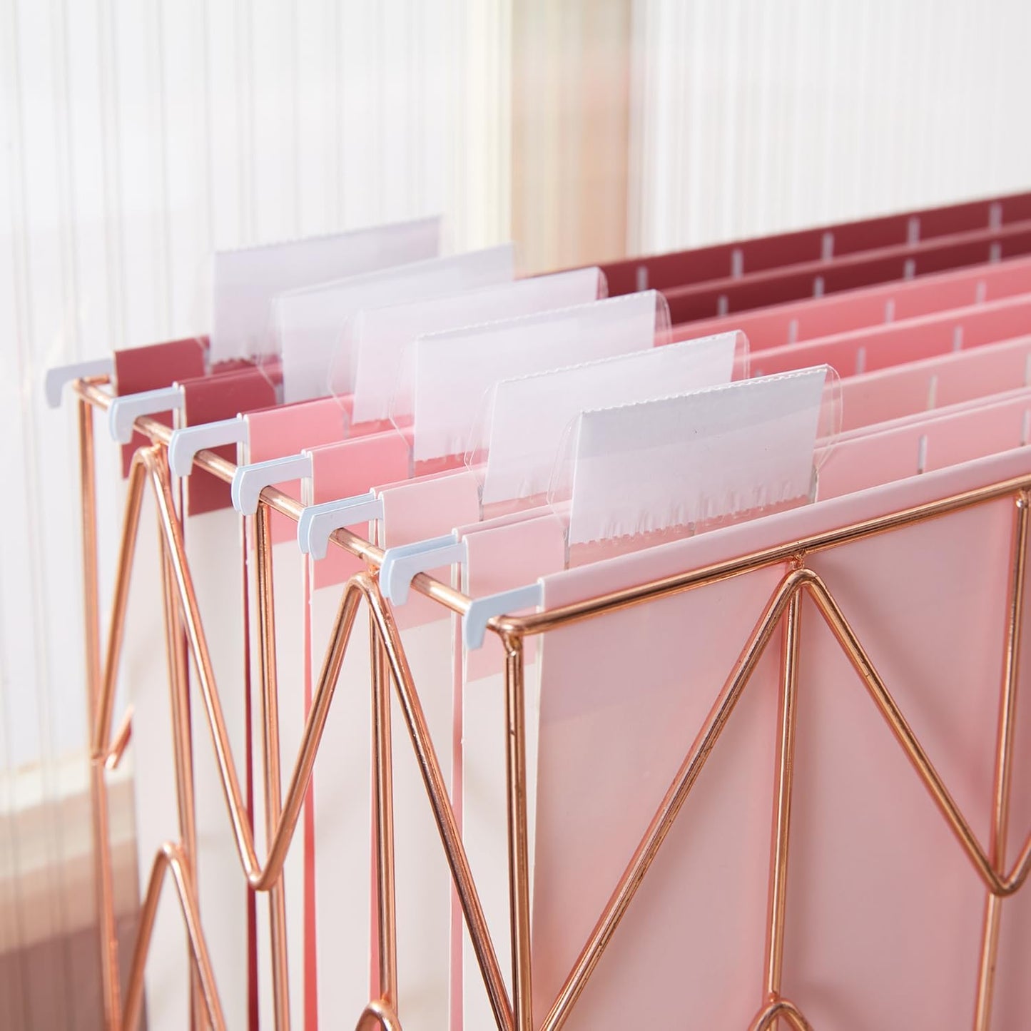 Y YOMA 6 Pack Gradient Hanging File Folders Letter Size Decorative Hanging Folder Pretty File Folder Organizer for Filing Cabinet Office Home with 1/5-Cut Adjustable Tabs, Cute Pink