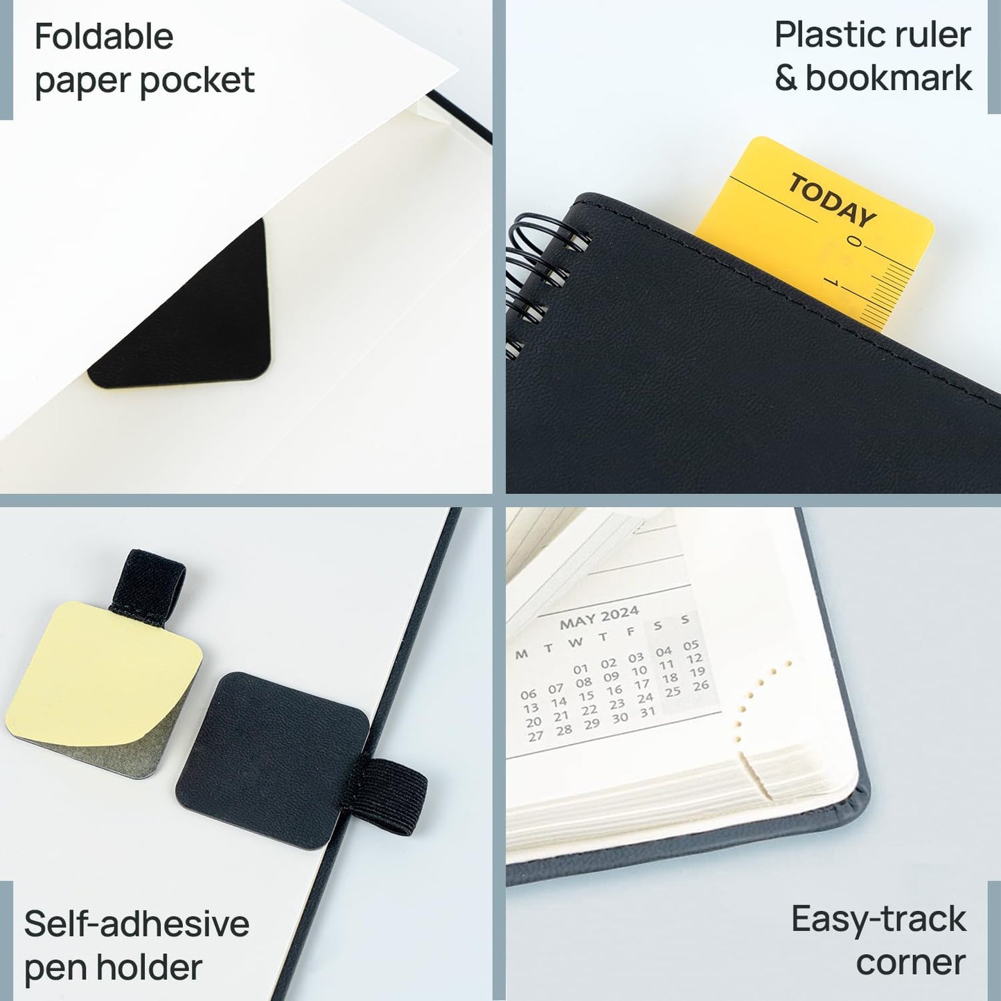 POPRUN 2026 Planner (Large - 8.5" x 10.5") with Hourly Schedule, Vertical Layout - 2026 Weekly Calendar (Jan. 2026 - Dec.2026) for Time Management, Monthly Tabs, Spiral Bound, Soft Cover - Black