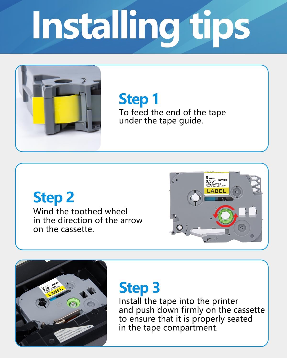 Weemay 3 Pack TZe-631 Compatible for Brother P-Touch Label Tape 12mm 0.47 Black on Yellow TZe TZ Tape TZ-631 TZ631 TZe631 for PTD210 PTD220 PTH110BP PTD410 PTD600 Printer, 0.47" x 26.2'