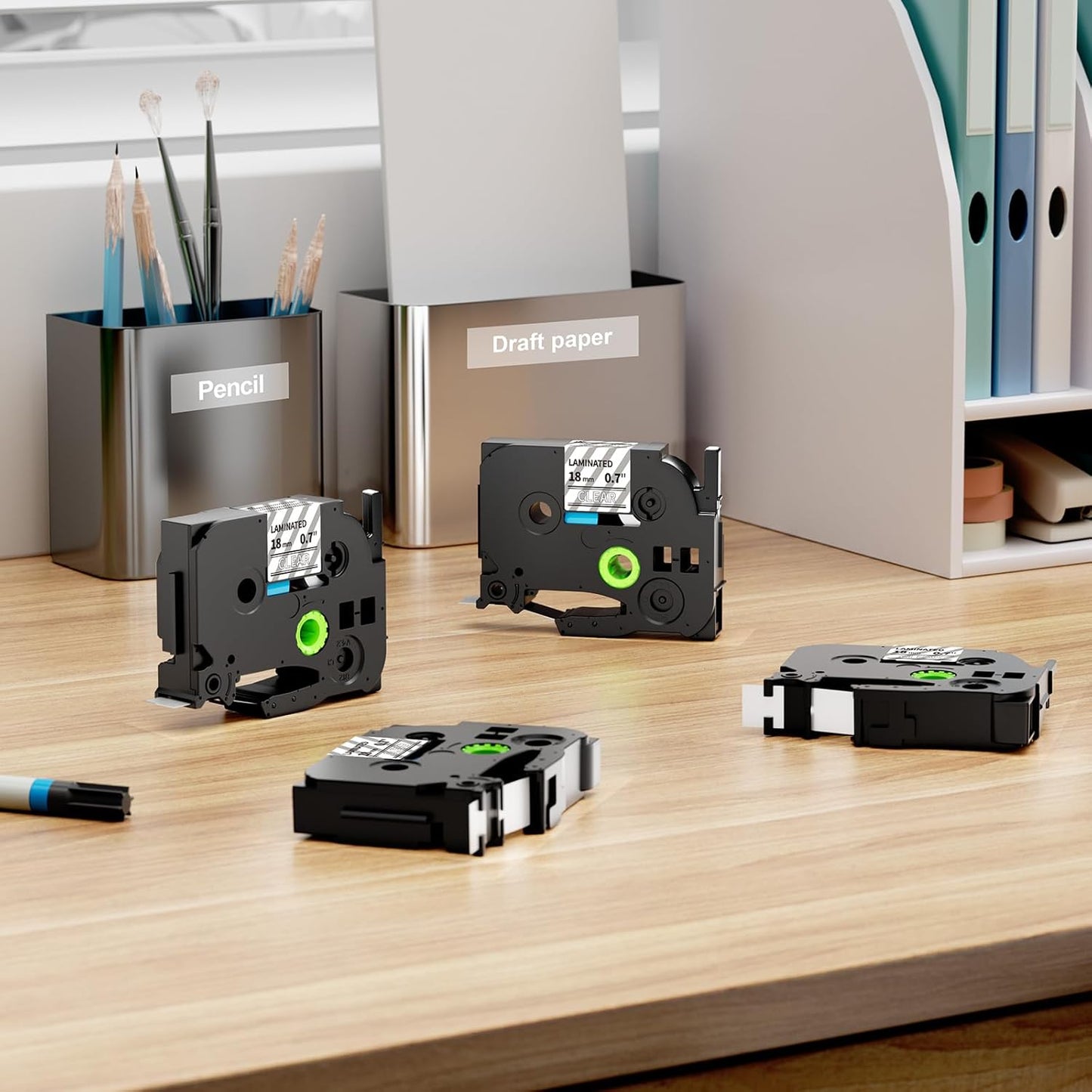 Labelife 18mm Label Tape White on Clear 3/4" Replace for Brother P Touch TZe TZ Tape 18mm 0.7 Laminated Clear TZe-145 TZe145 TZ145 Compatible with Ptouch PTD600 PTD400AD PT1880 Label Maker, 4-Pack