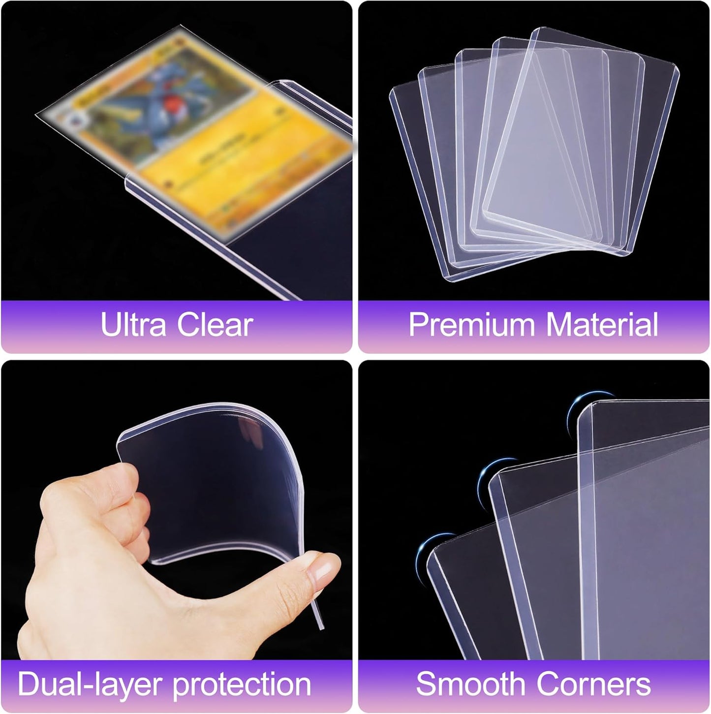 400 Packs Card Sleeves Top Loaders for Cards,3"X4" Baseball Card Protectors Toploaders,Hard Plastic Card Holder for Trading Sports Football Game Cards (200 Hard Sleeves+200 Penny Sleeves)