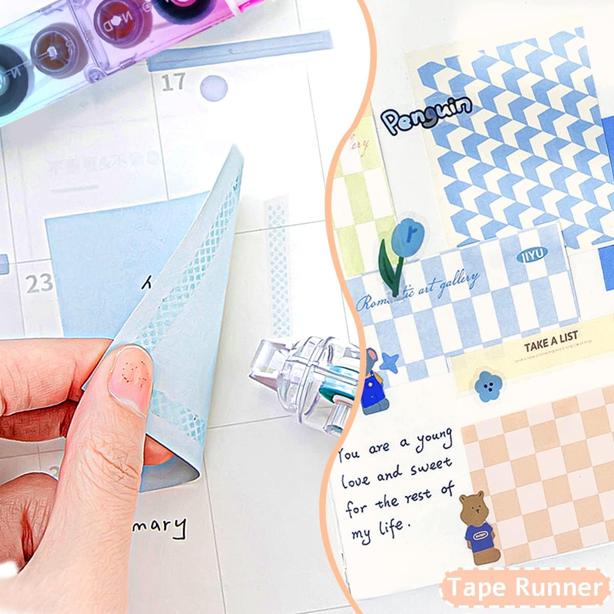 Benvo Correction Tape Quick Dry and 2 Sided Sticky Tape Runner Easy to Use Applicator for Instant Corrections Back to School, Office and Scrapbook Planner Supplies