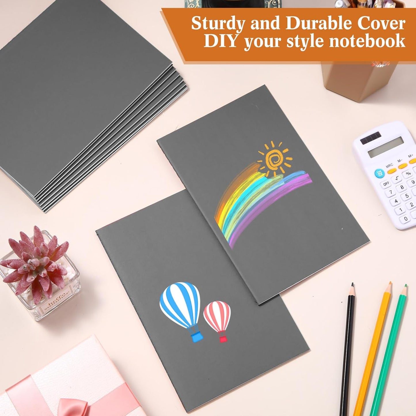 100 Pcs Kraft Notebook Journals 5.5 Inch x 8.3 Inch A5 Softcover Notebooks Bulk for Writing Sketch Office Notepad with 60 Pages 30 Sheets (Multicolor,Lined)(Grey,Lined)