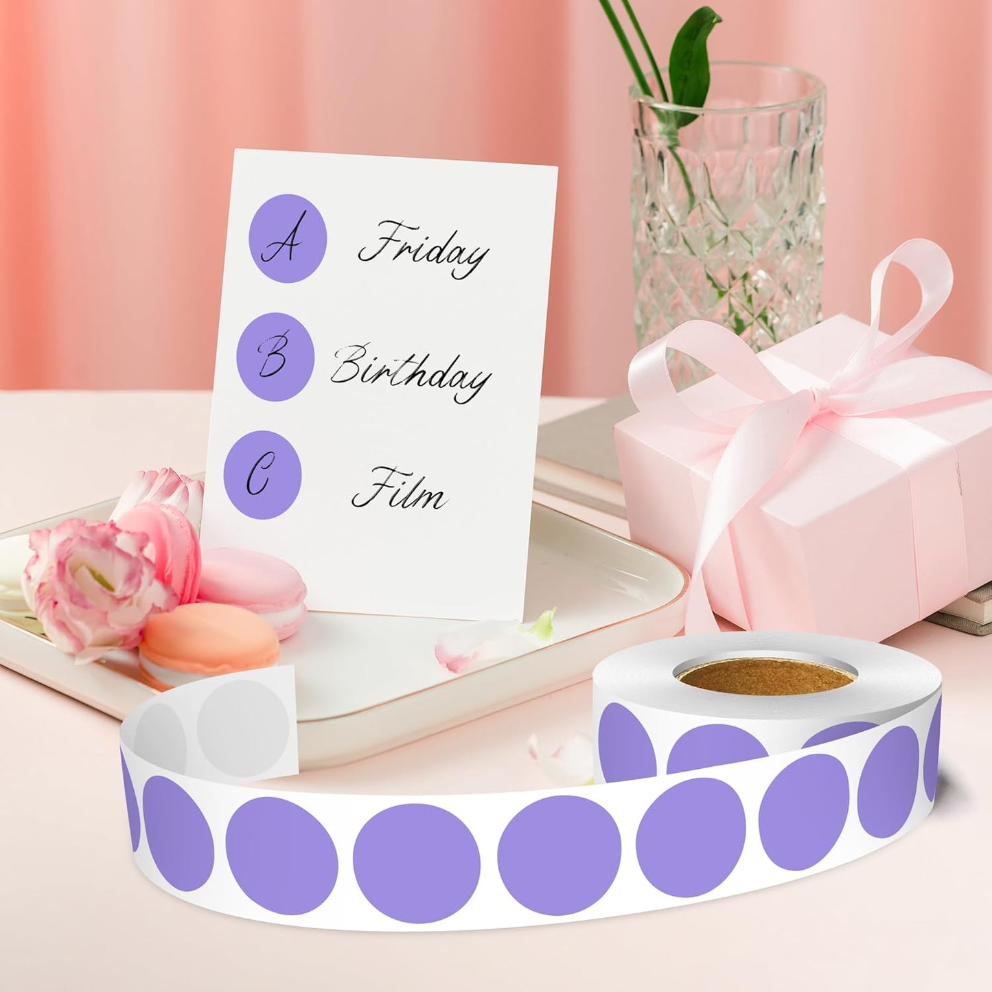 1 Inch Round Color Coding Labels, 1000 Dots Per Roll Lavender Color Coded Dot Stickers, Round Color Dot Labels for Organizing, Filing, and Storage
