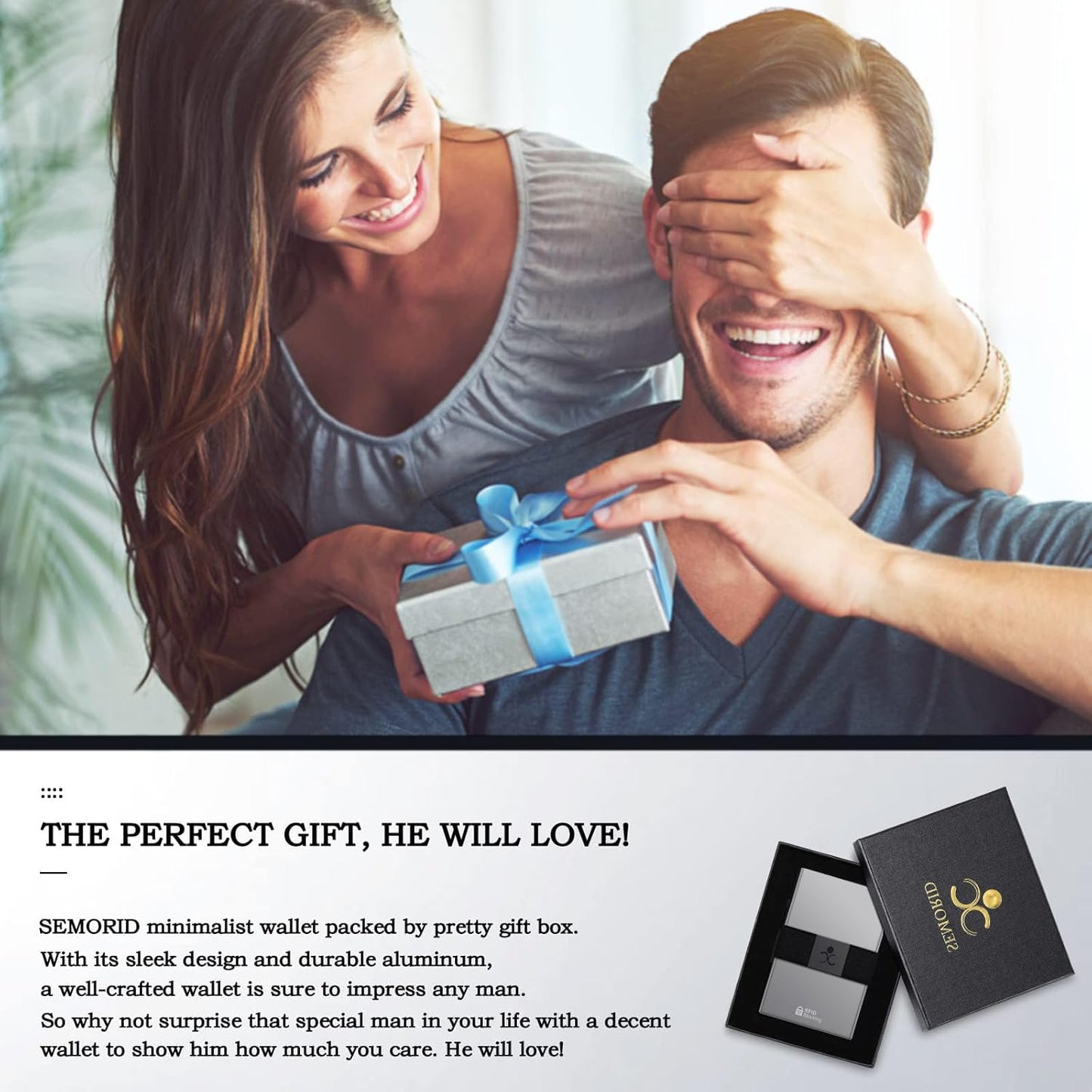 Slim Aluminum Card Holder Wallet for Men, Durable Expandable Backplate, RFID Blocking Minimalist Metal Pop Up Wallet, Holds 12+ Cards Plus Cash