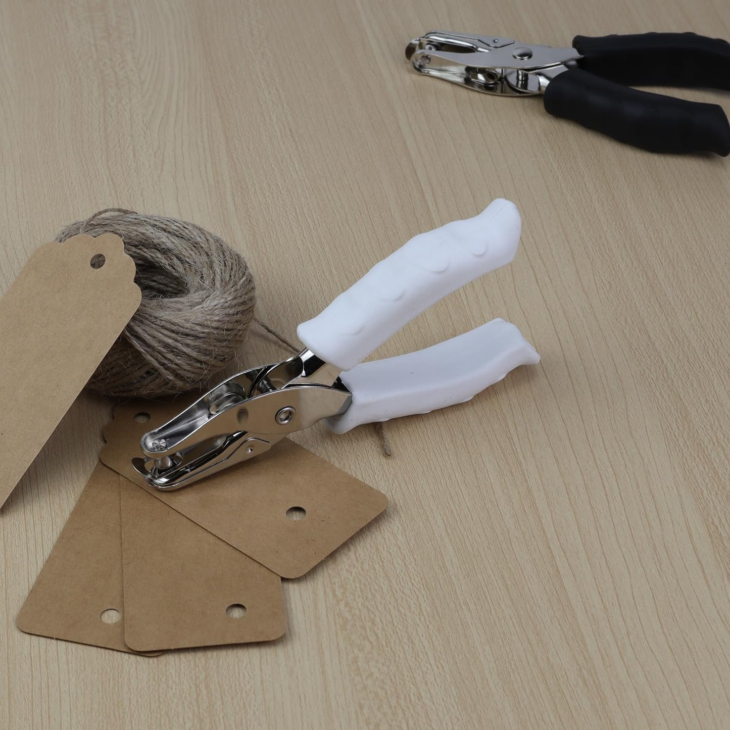 1/4” Circle Shaped Hole Puncher,Handheld Single Hole Punch with White Soft Grip Handle,One Hole Paper Punch for Paper Crafts Tag in Home, Office, Classroom.
