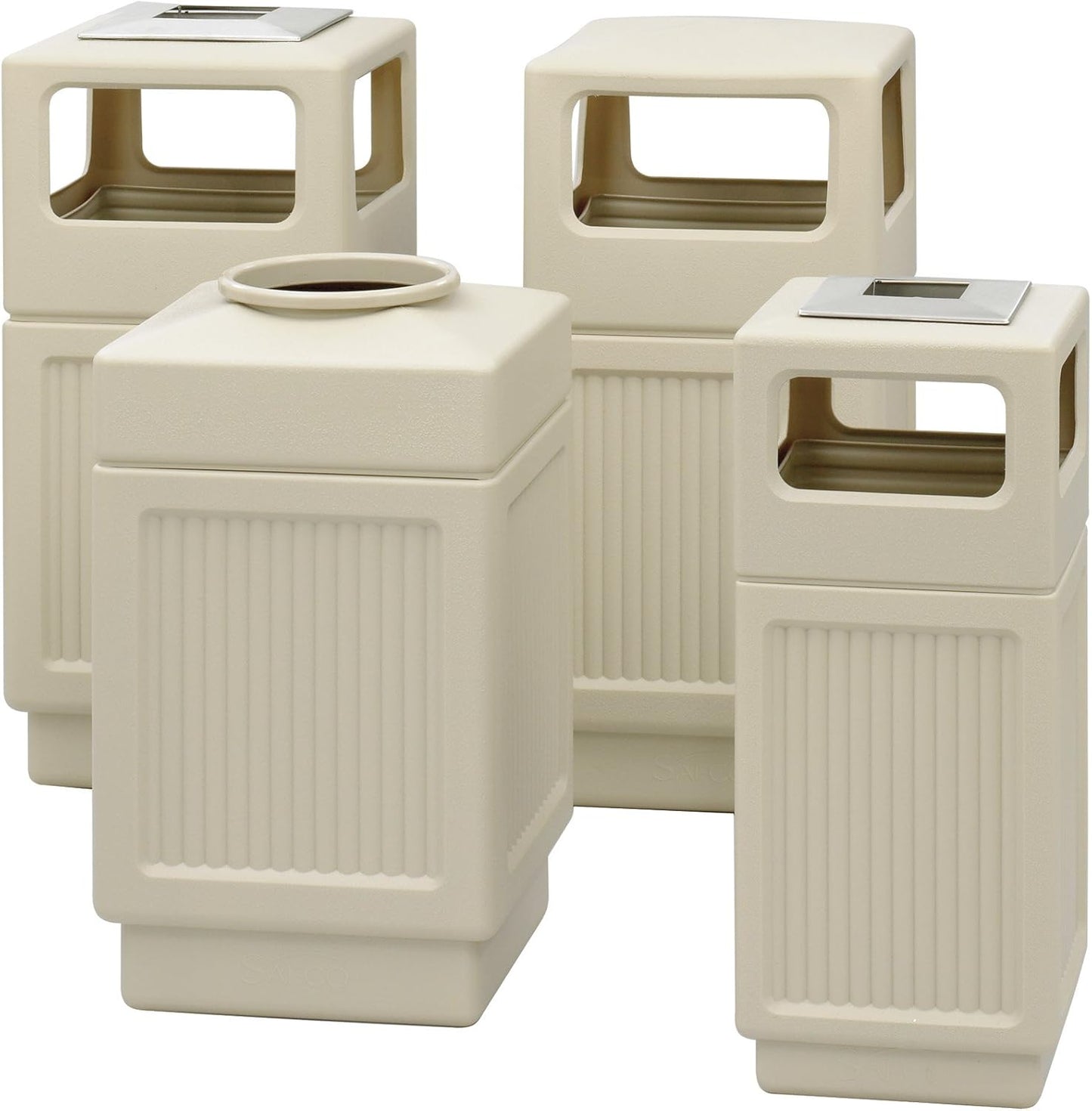 Safco Canmeleon Trash Can, 38 Gallons, Indoor and Outdoor Use, Durable & Weather-Resistant Commercial Garbage Can, Tan