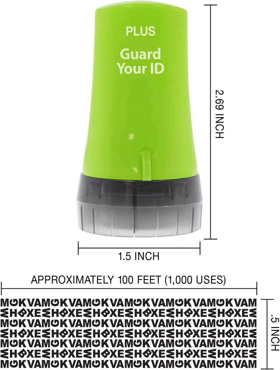 Guard Your ID Security Roller Set for Identity Theft Protection Advanced 2.0 Stamping and Redacting (Regular 3-Pack, Green)