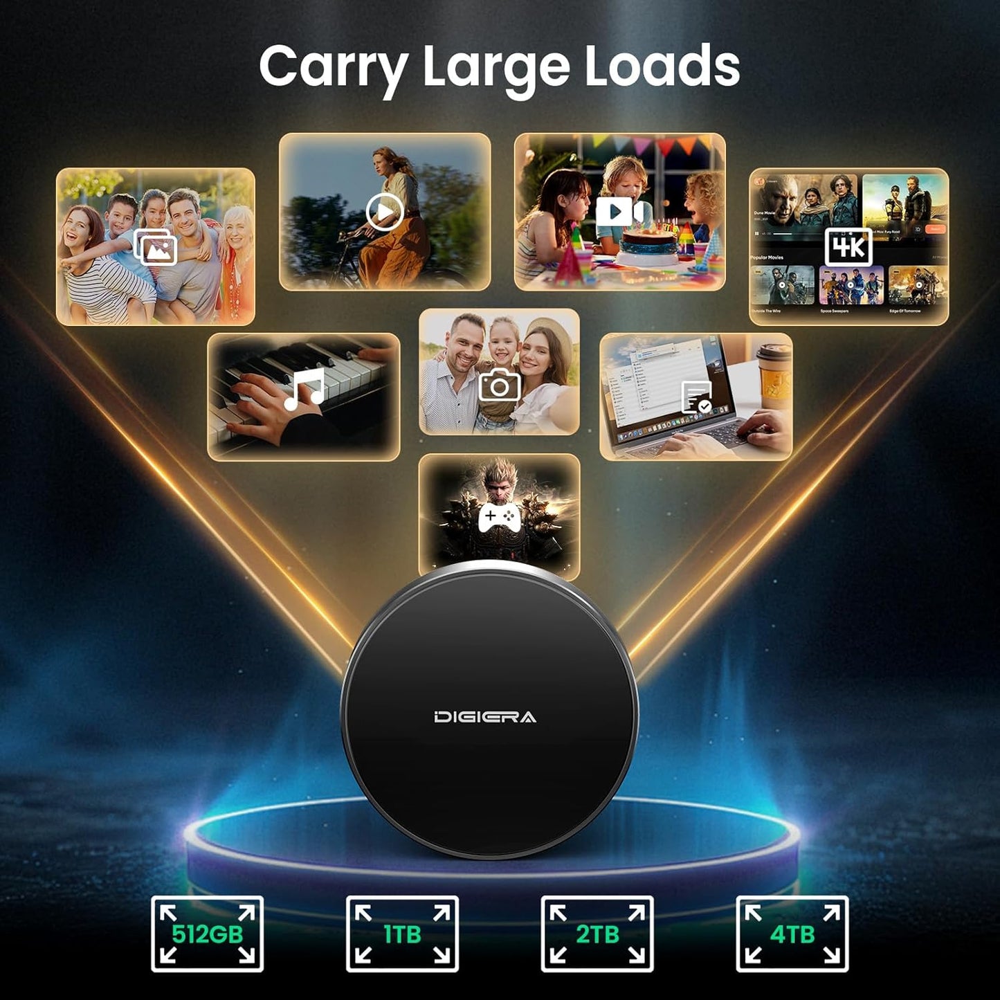 4TB Magnetic Portable SSD, External Solid State Drives with USB-C 3.2 Gen 2x2, Speed Up to 2000MB/s, Compact & Durable, Compatible with iPhone 15/16 Series and Other USB-C Devices, Black