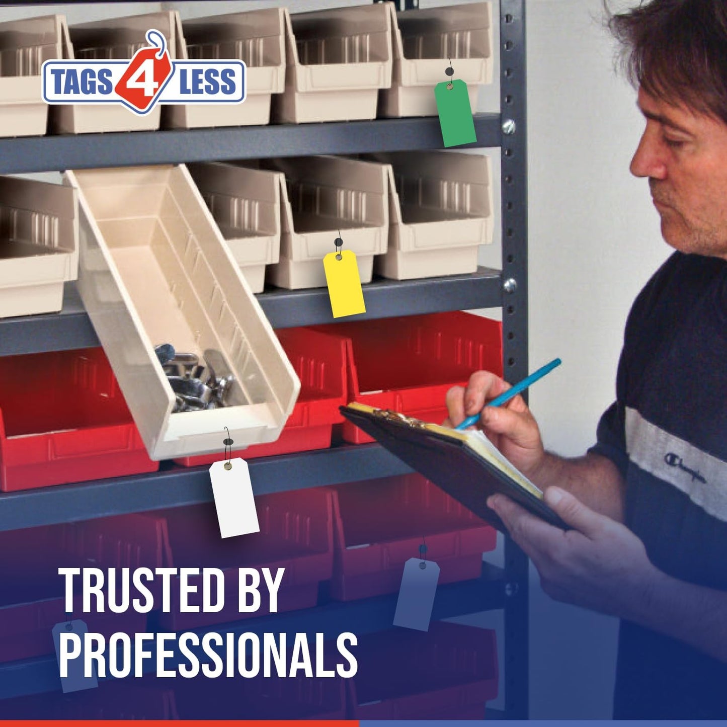 Tags 4 Less 15 Mil Waterproof Plastic Tags, Pack of 100 – 4” x 8” Heavy Duty Plastic Tags for Labeling, Outdoor Tagging, Equipment Labeling, Luggage, Valves & More (White)