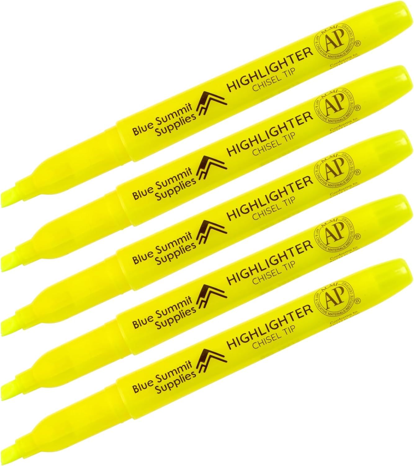 Blue Summit Supplies 100 Pack Chisel Tip Yellow Highlighters Bulk Classroom, Pocket Thin Highlighters Yellow Bulk for Adults and Kids Highlighting in Home, School, or Office, Quick Dry