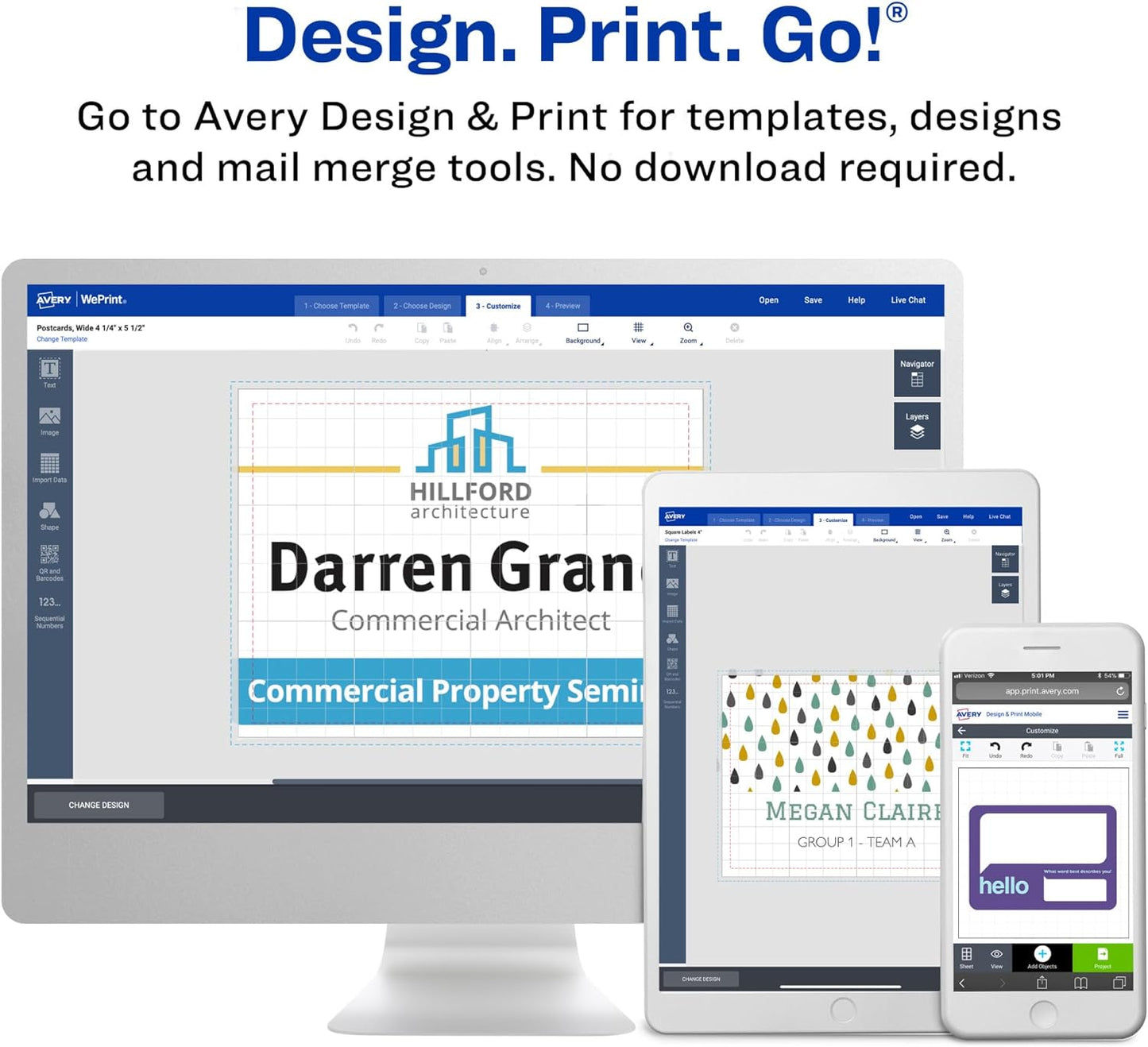 AVERY Name Badges, 3" x 4", Magnetic | Clear | Customizable | With Printable Inserts | 24 Badges, Pack of 5