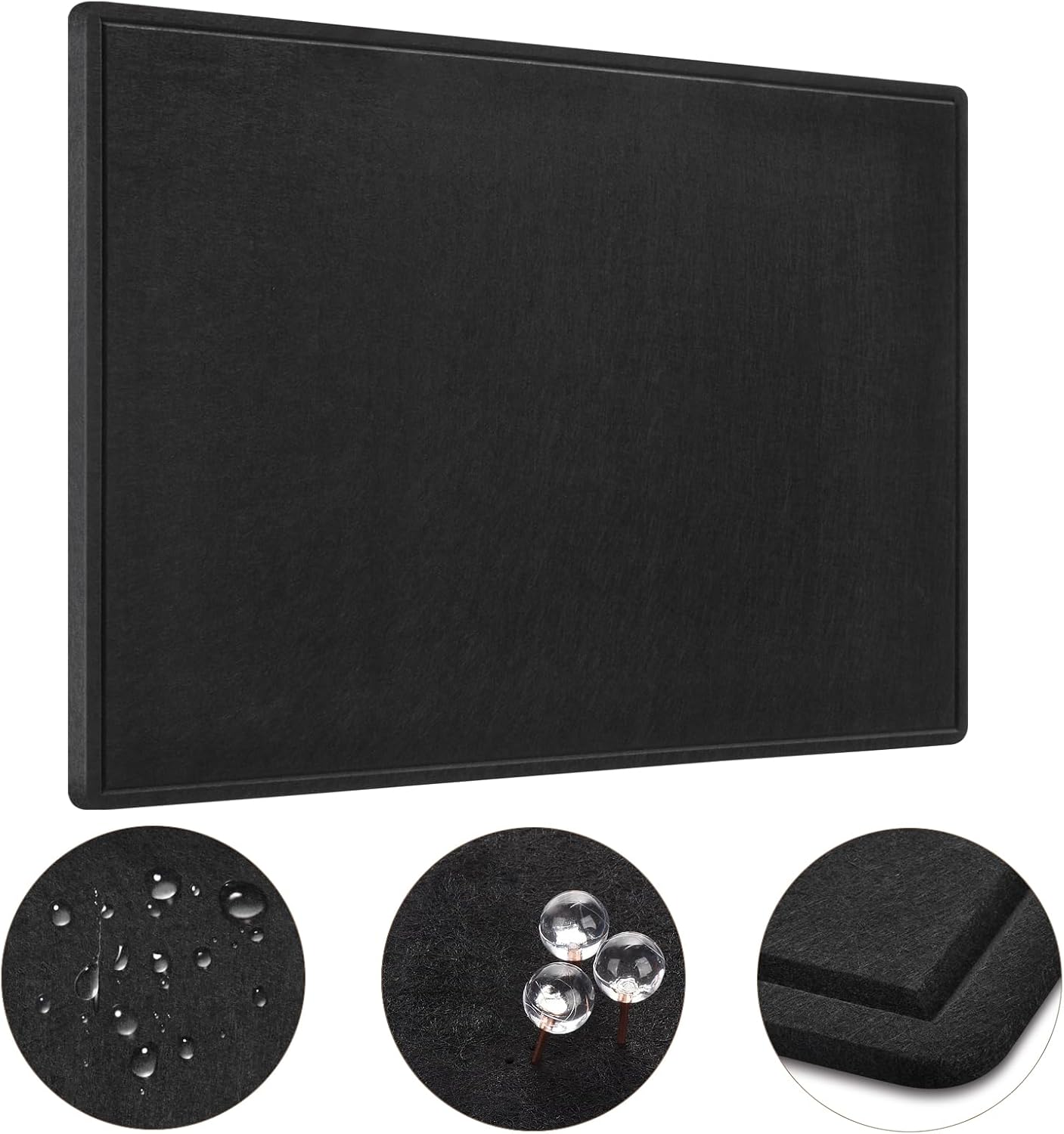 Large Bulletin Board - 72 x 48 Inches, Foldable Decorative Felt Board for Wall Photo Display Board with Self-Adhesive Tape, Includes 36 Push Pins - Black